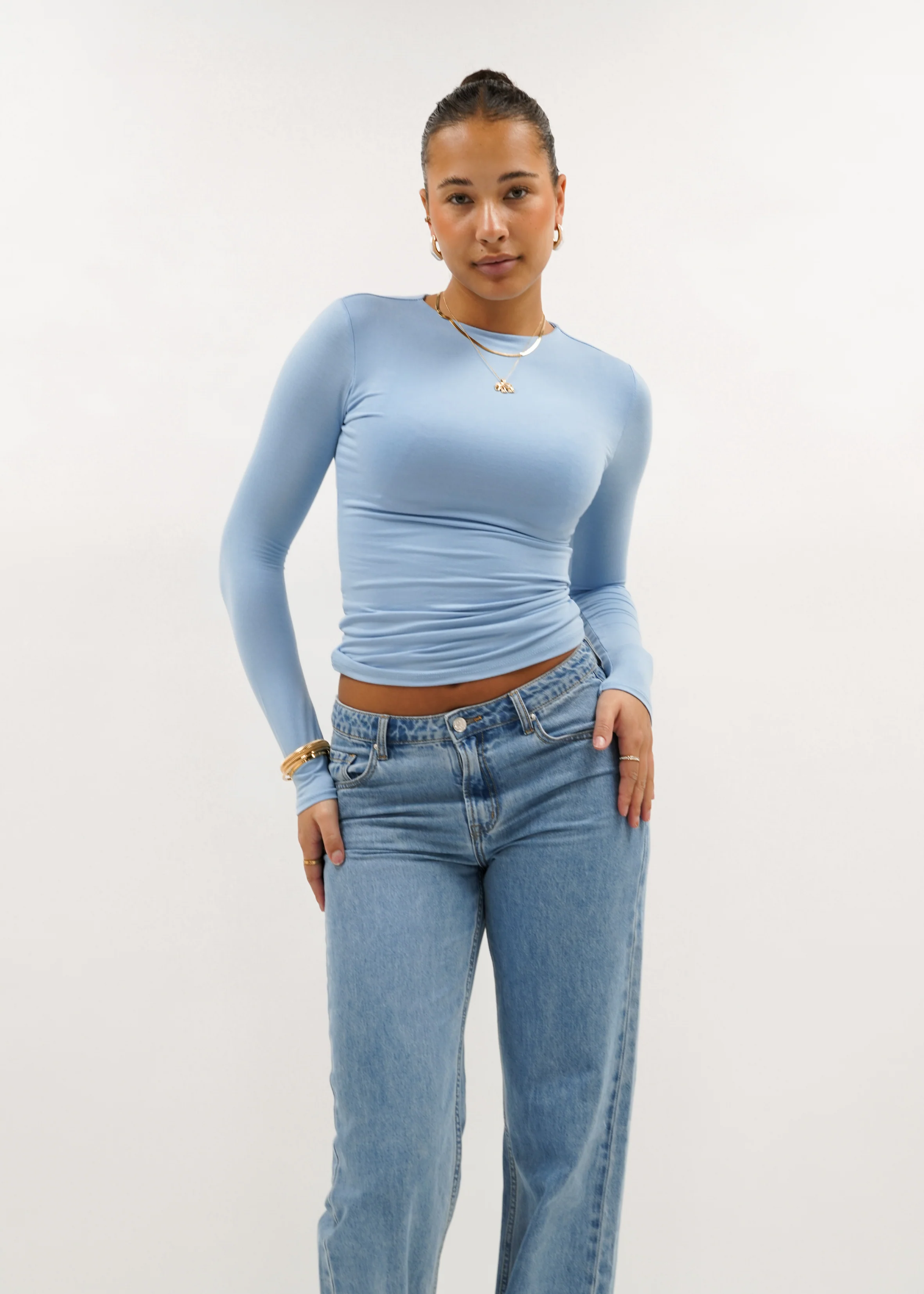 Long sleeve top long light blue (tall) - Image 8