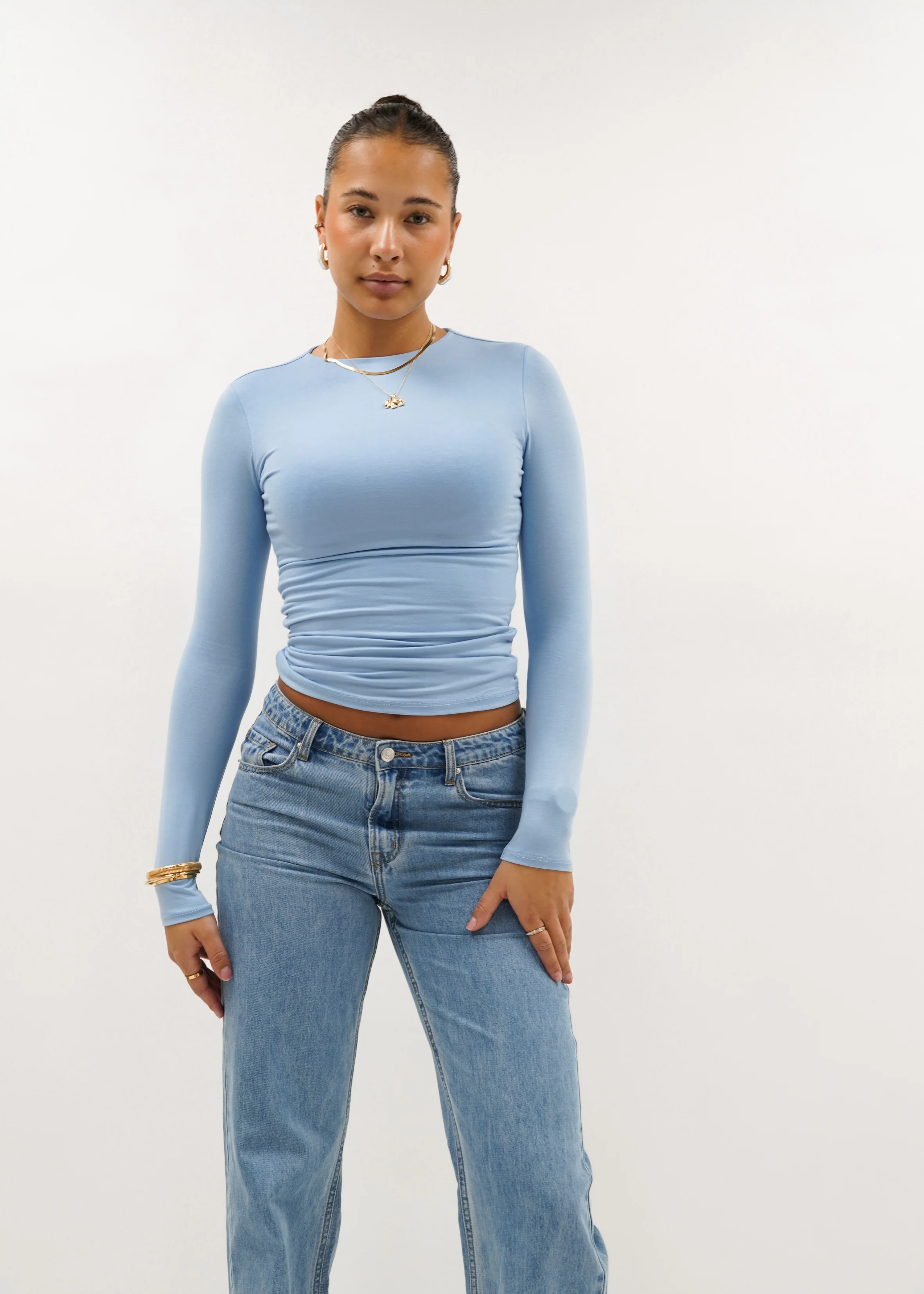 Long sleeve top long light blue (tall) - Image 9