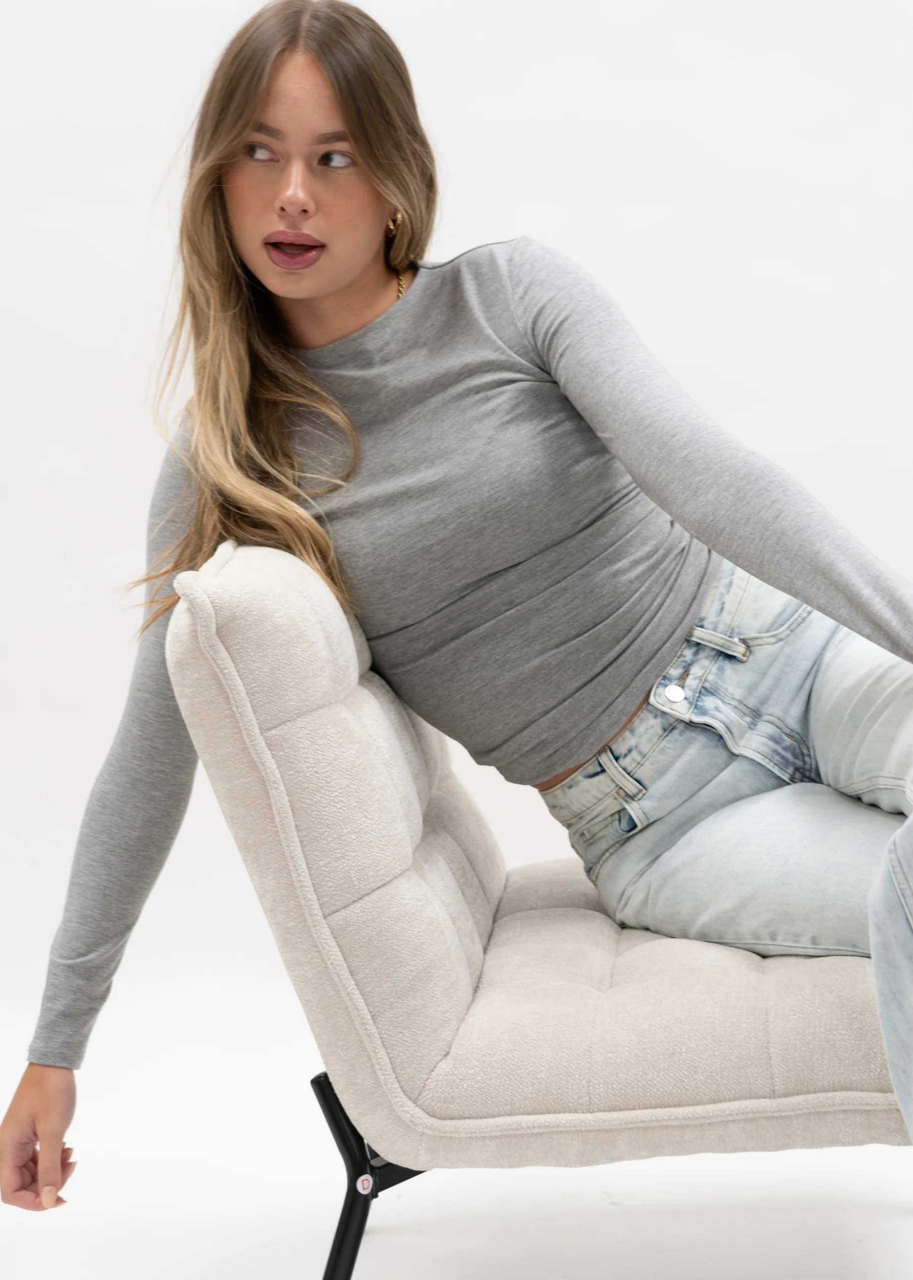 Long sleeve top long light grey melange (tall) - Image 11