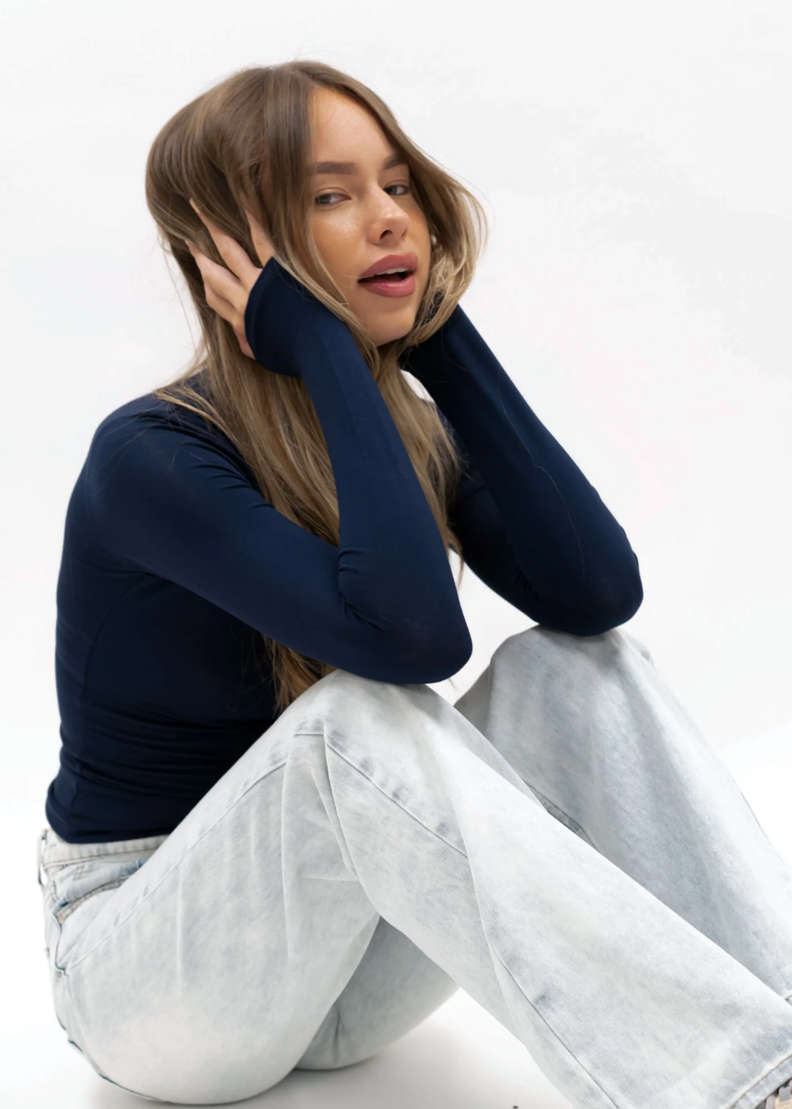 Long sleeve top long night blue (tall) - Image 15
