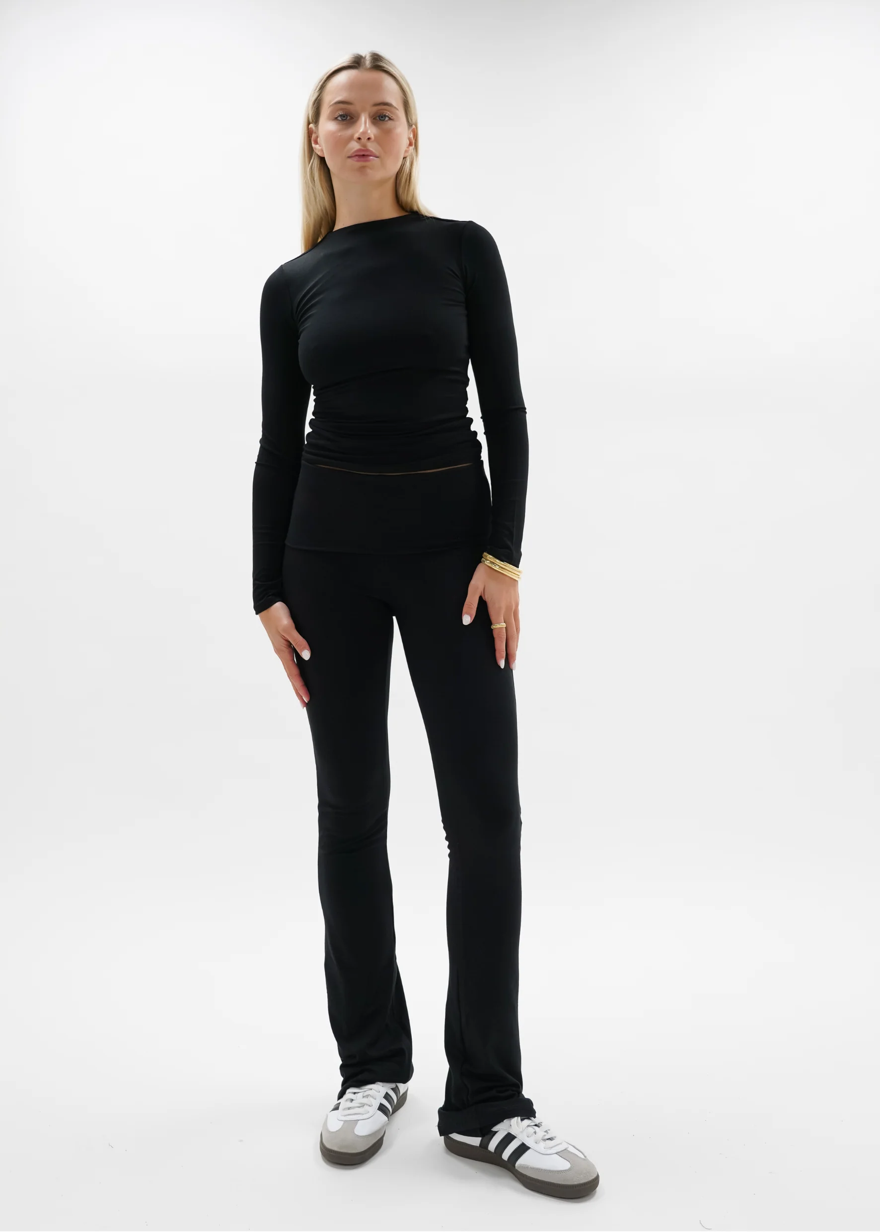 Fold-over flared pants black (tall) - Image 12