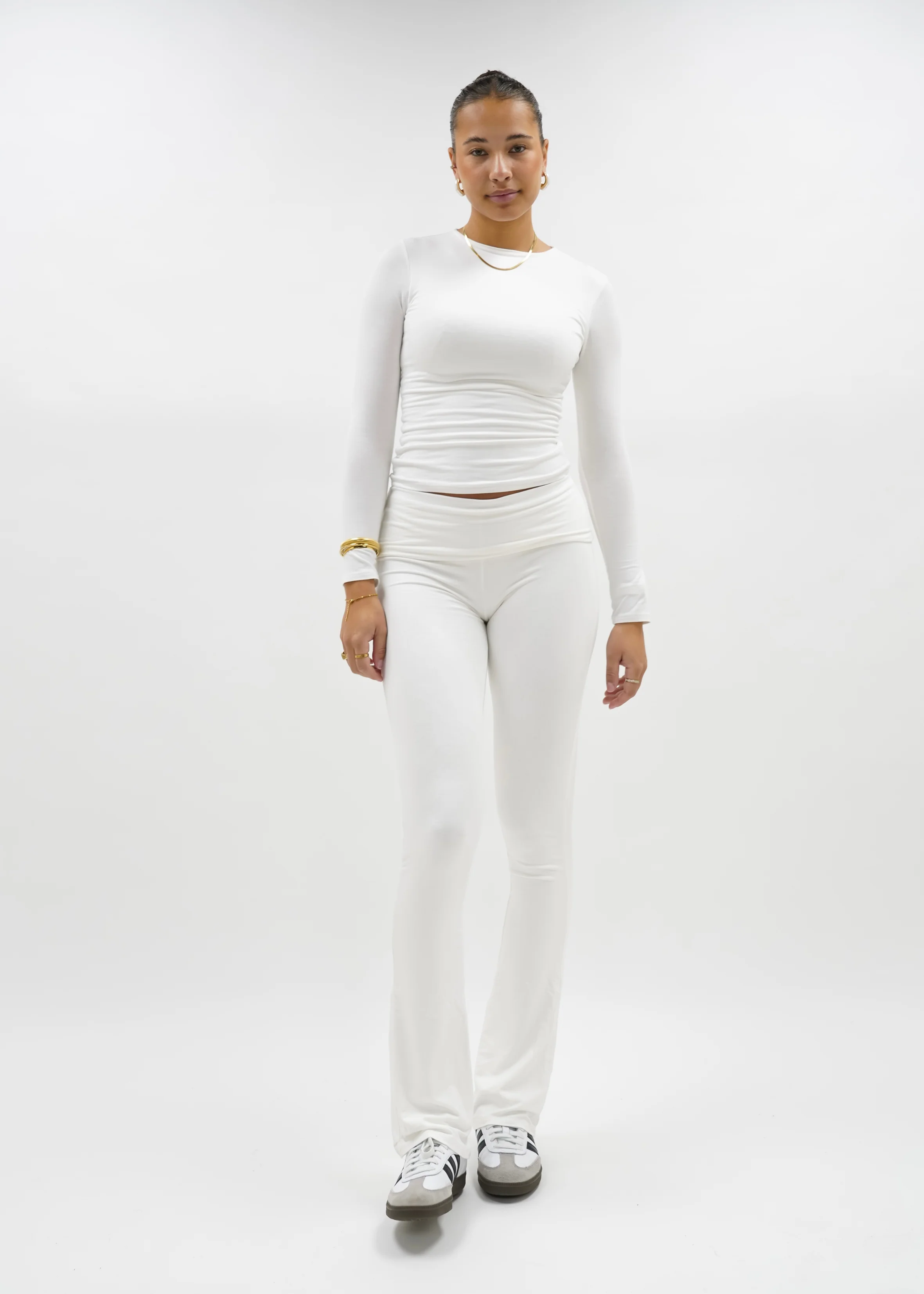 Fold-over flared pants off-white (tall) - Image 14