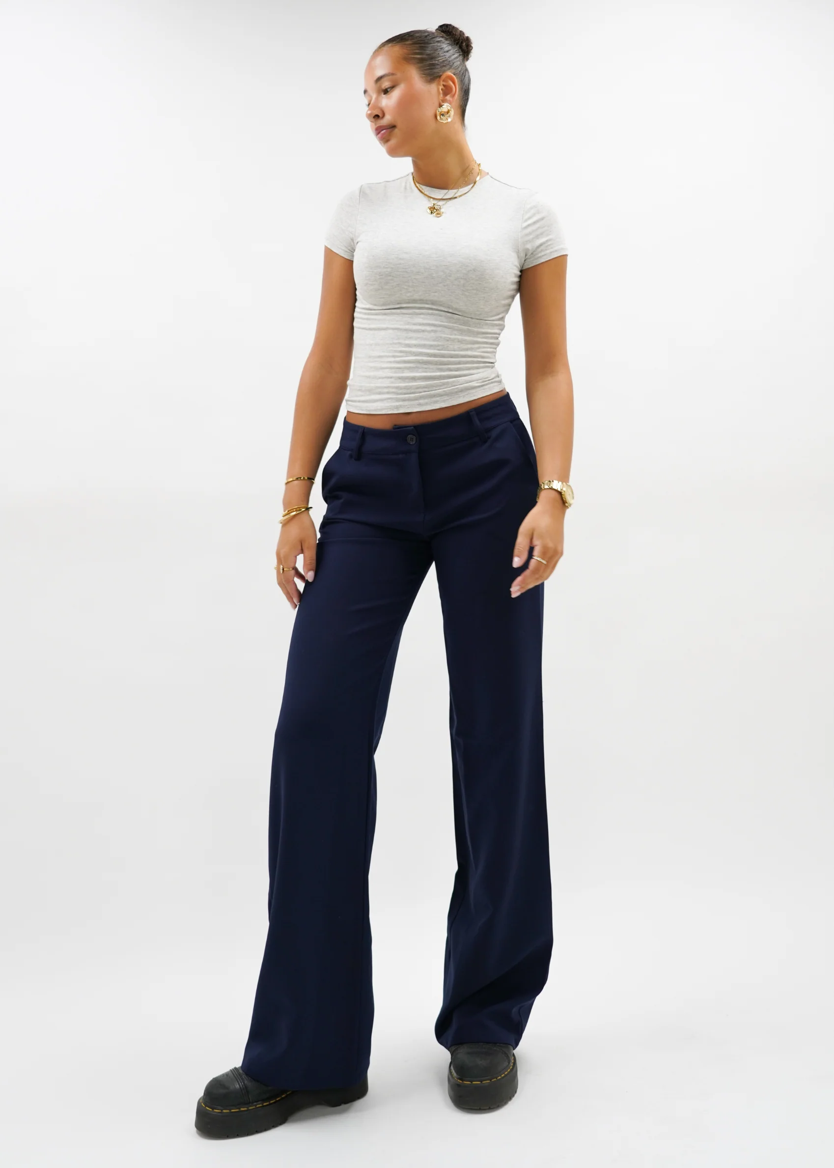 Low/mid waist pants casual night blue (tall) - Image 3