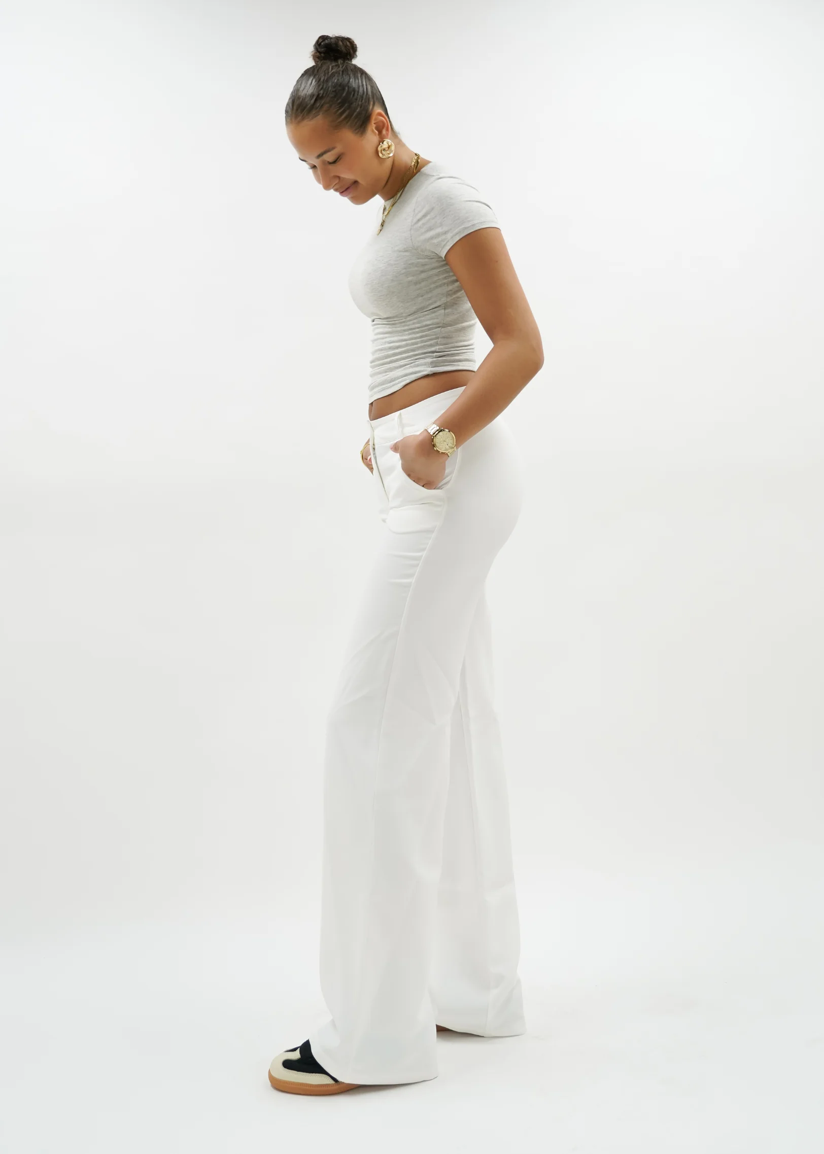 Low/mid waist pants casual white (tall) - Image 4