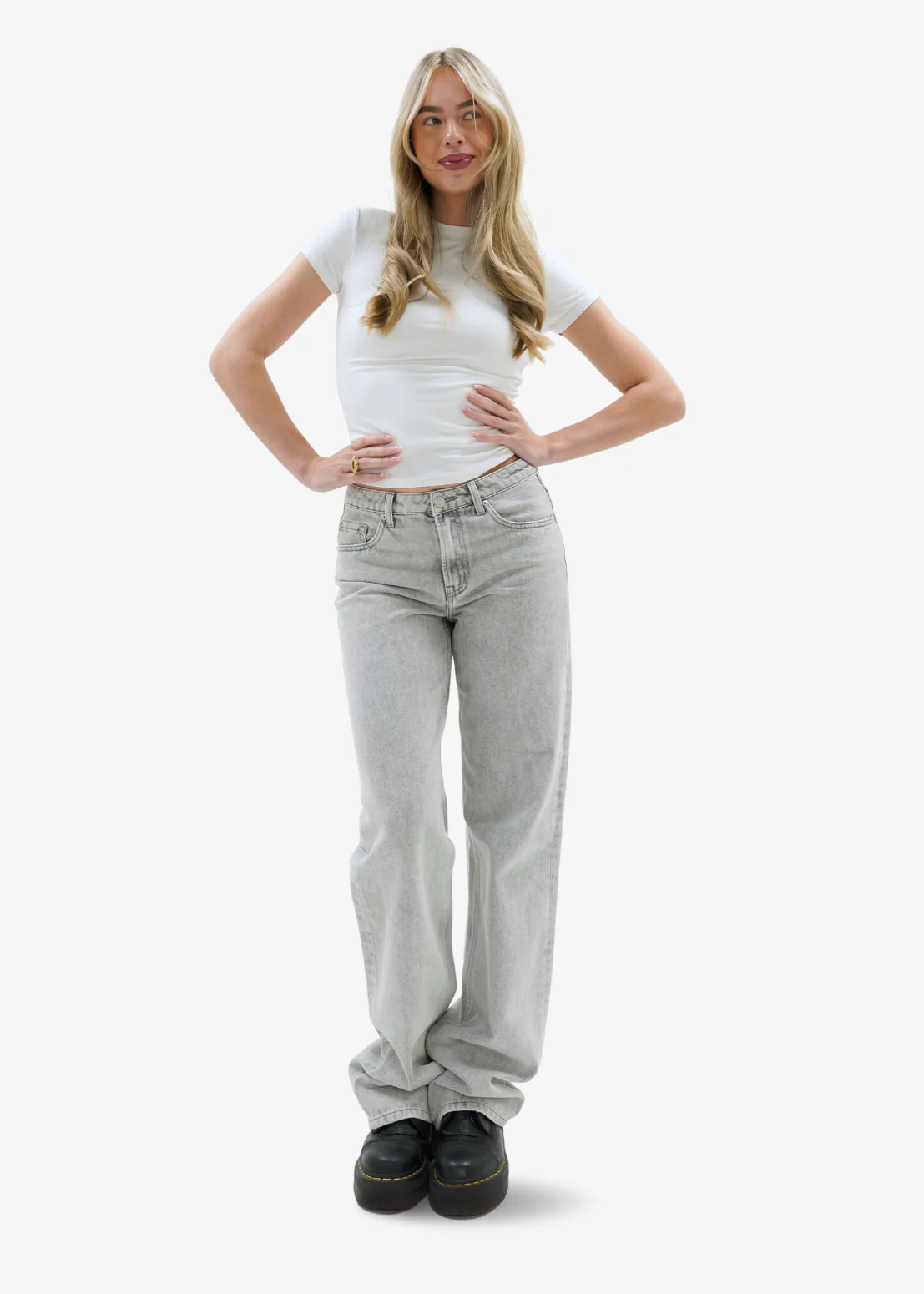 Low waist jeans light washed grey (tall) - Image 11