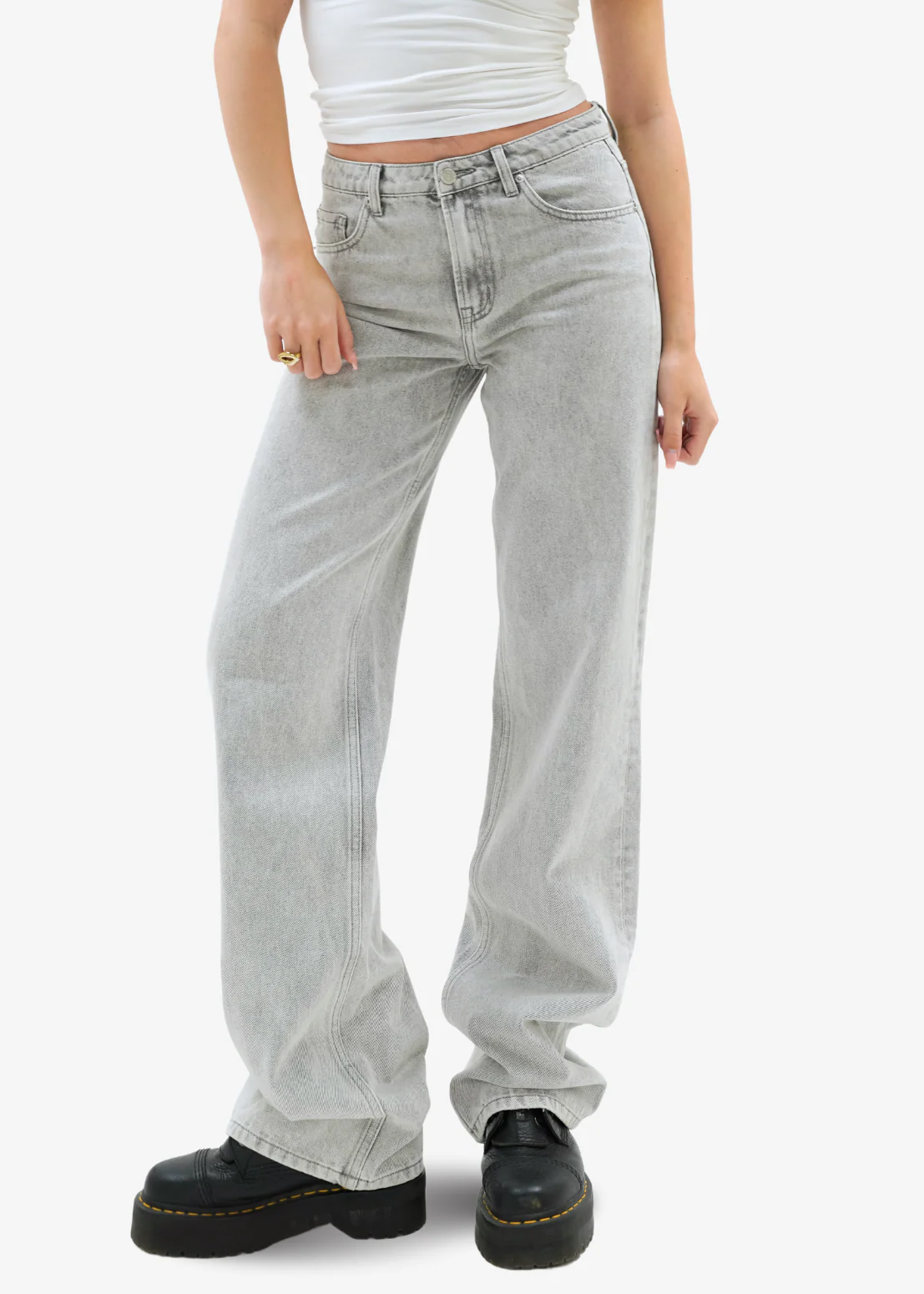 Low waist jeans light washed grey (tall) - Image 12