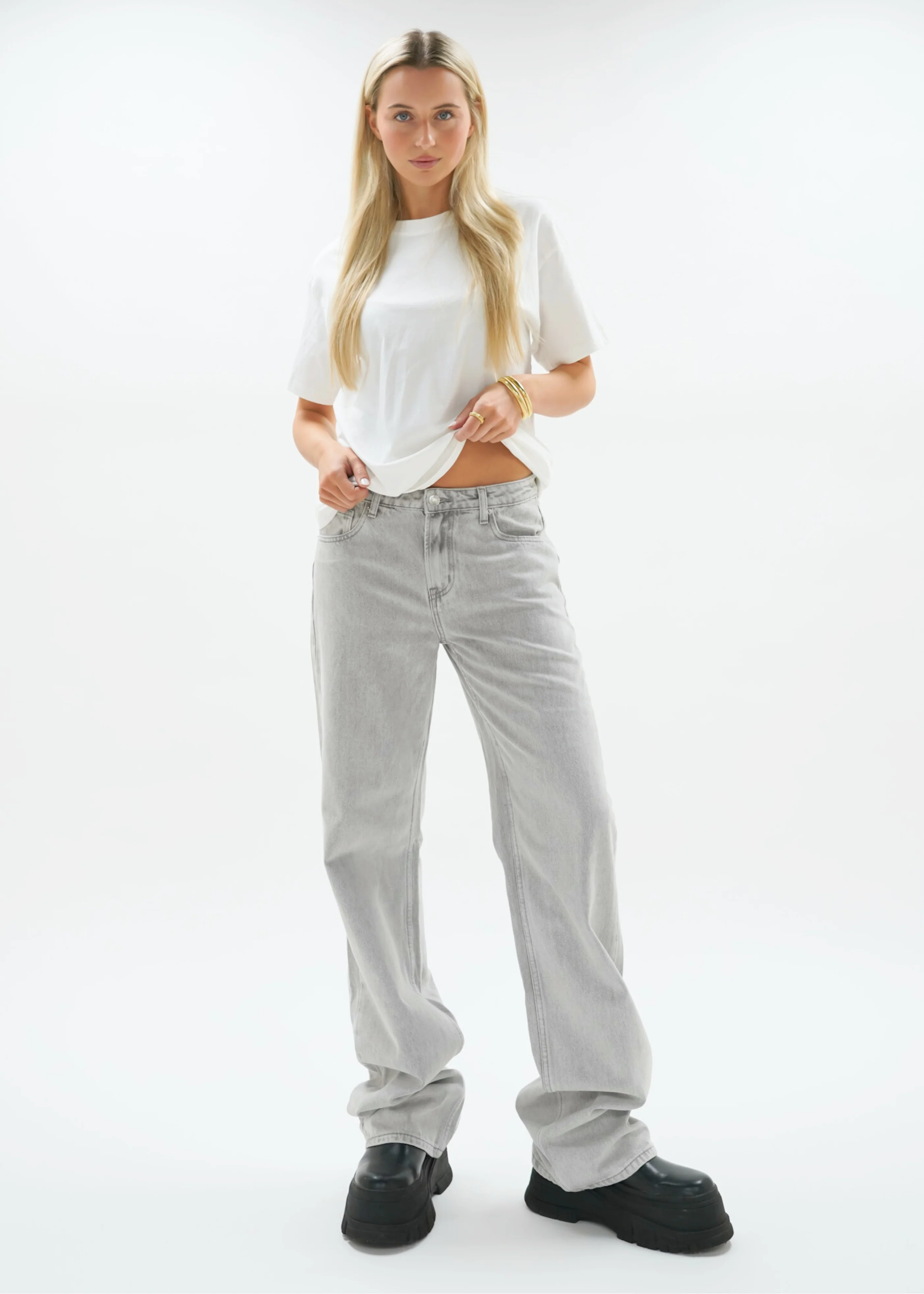Low waist jeans light washed grey (tall) - Image 20