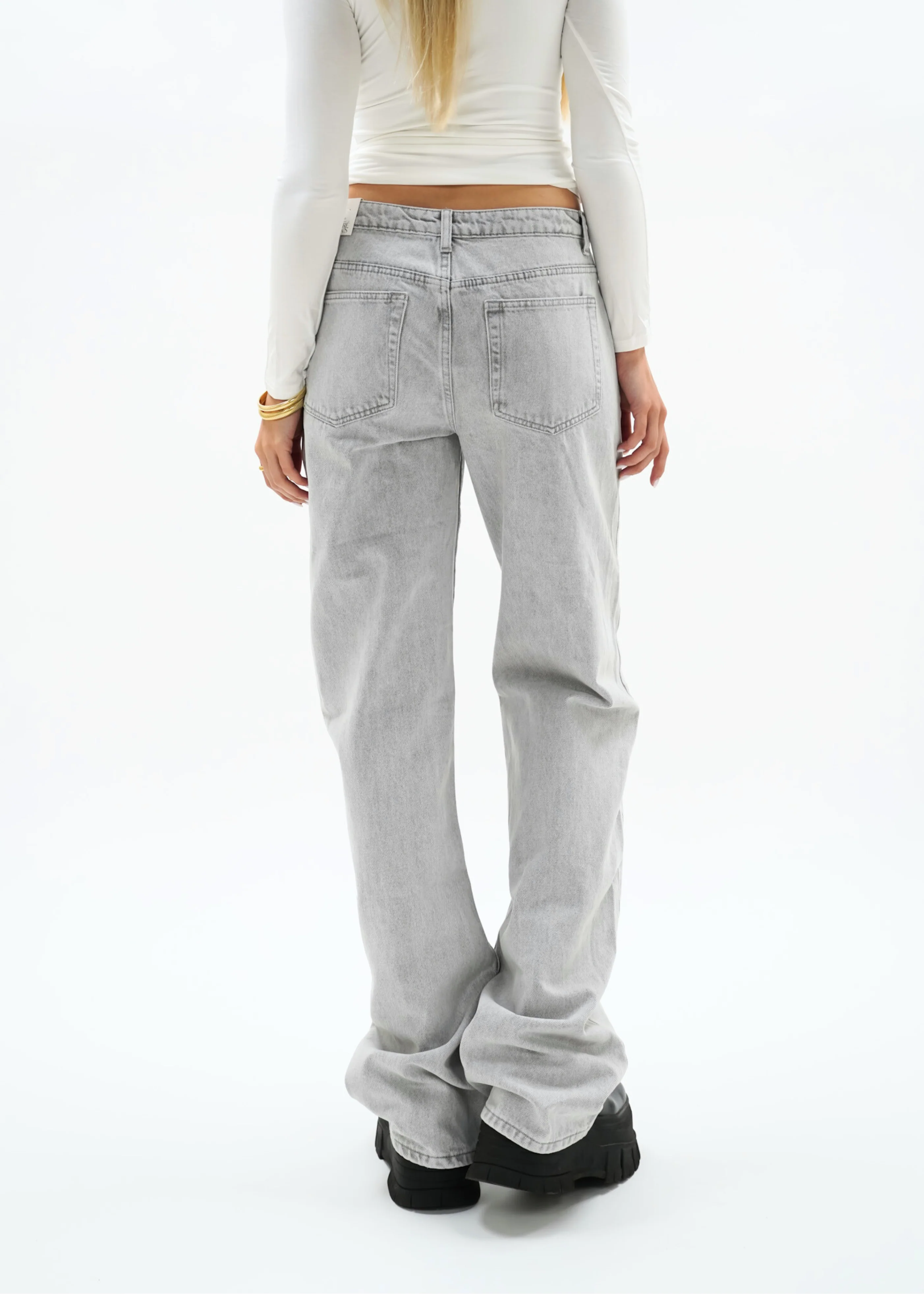 Low waist jeans light washed grey (tall) - Image 5