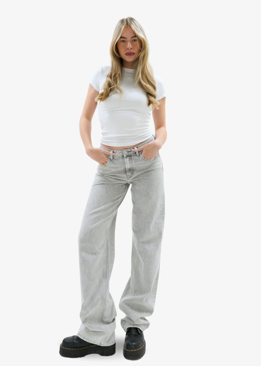Low waist jeans light washed grey (tall) - Image 7
