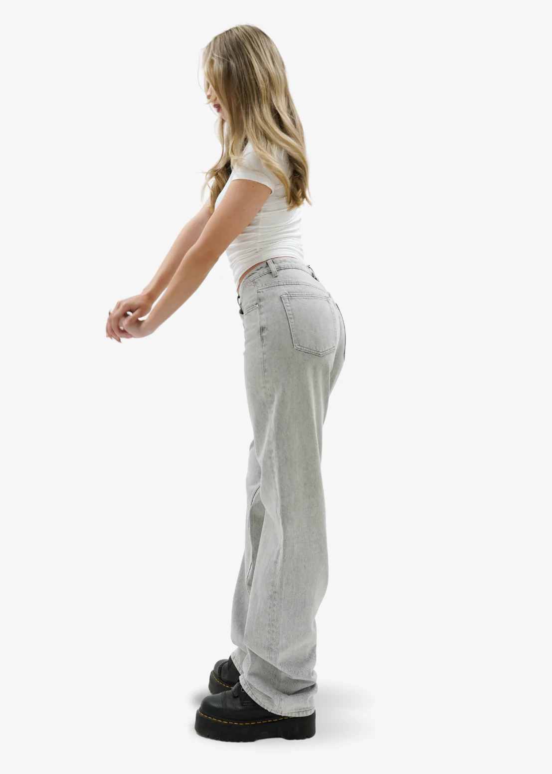 Low waist jeans light washed grey (tall) - Image 8