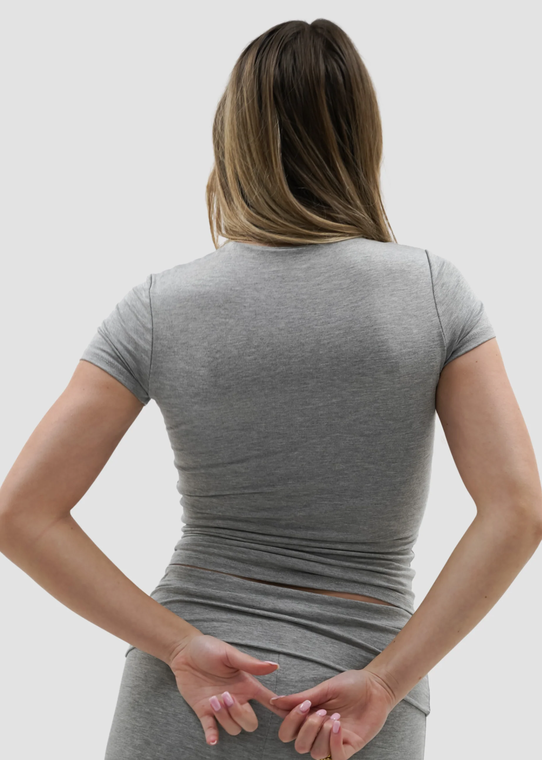 Short sleeve top long light grey melange (tall) - Image 6