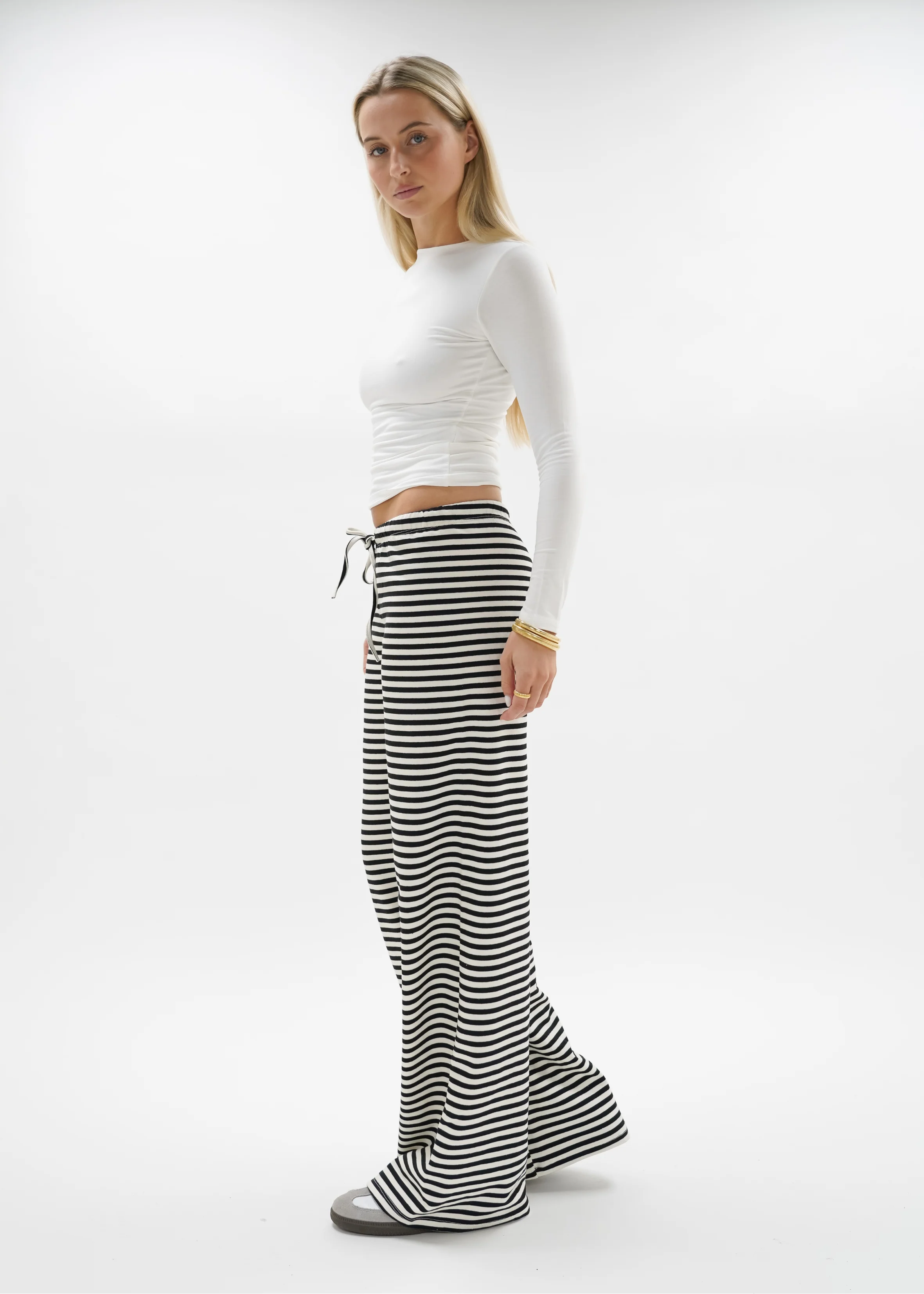 Soft striped pants crème/black (tall) - Image 6