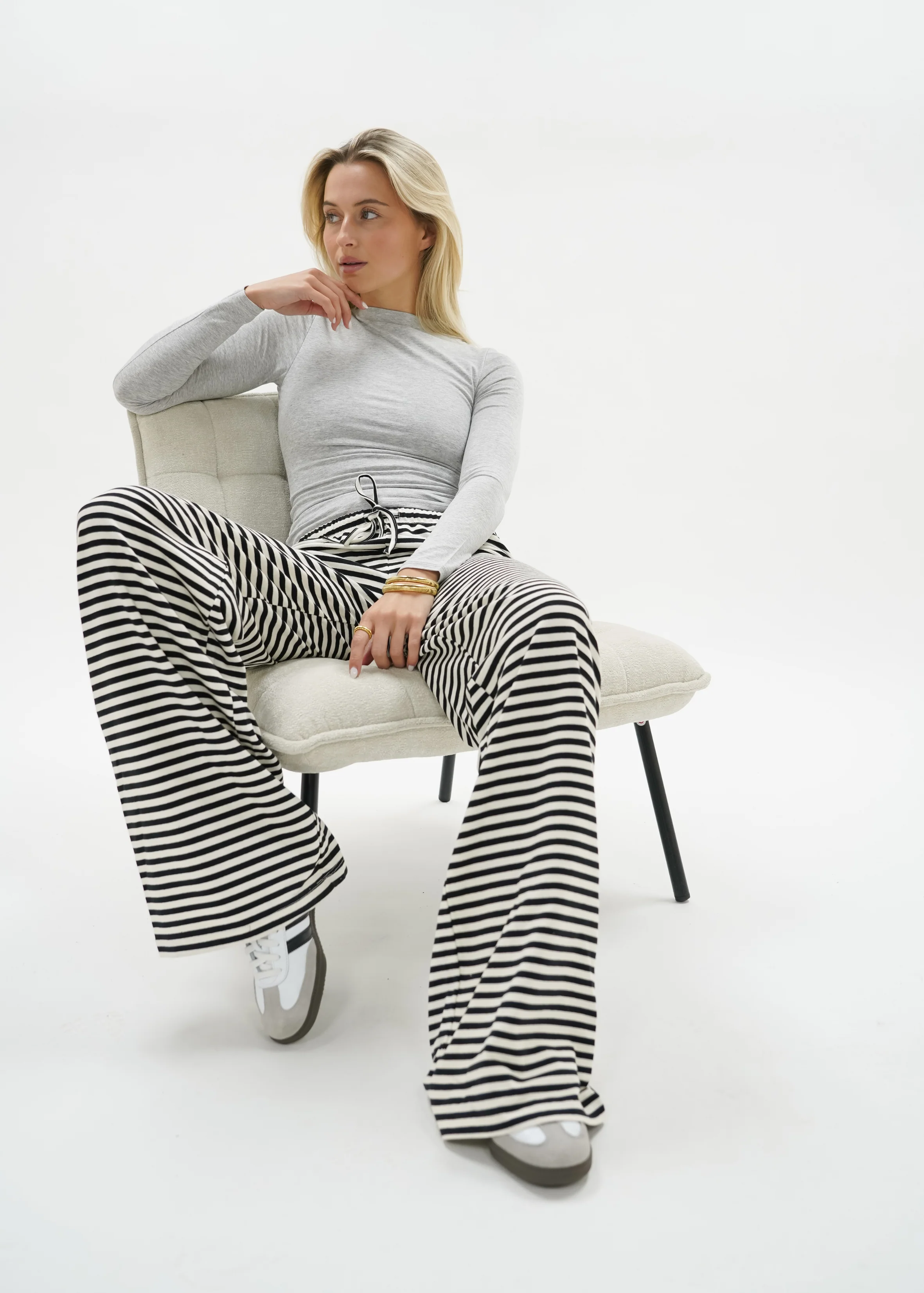 Soft striped pants crème/black (tall) - Image 10