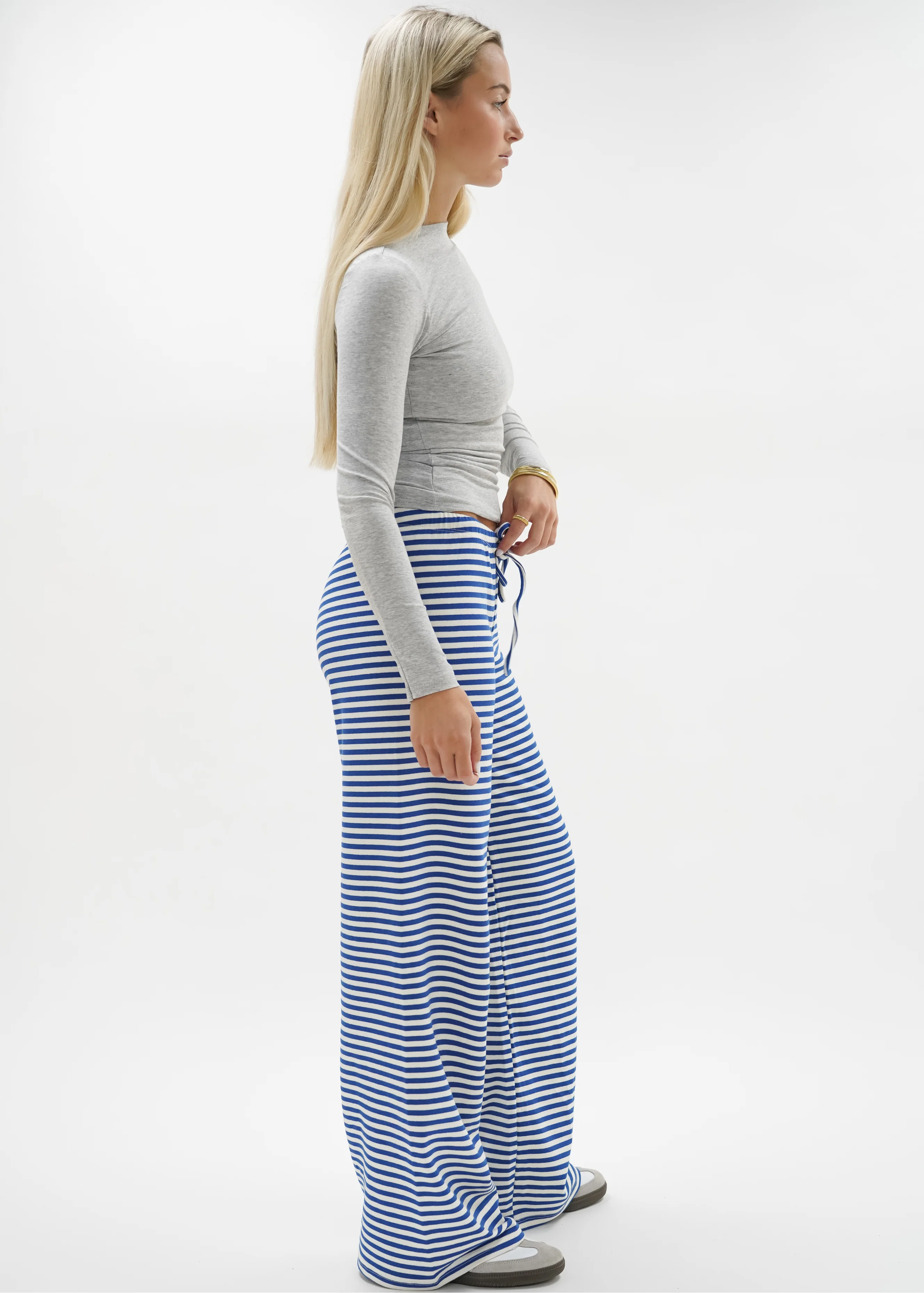 Soft striped pants crème/blue (regular) - Image 6