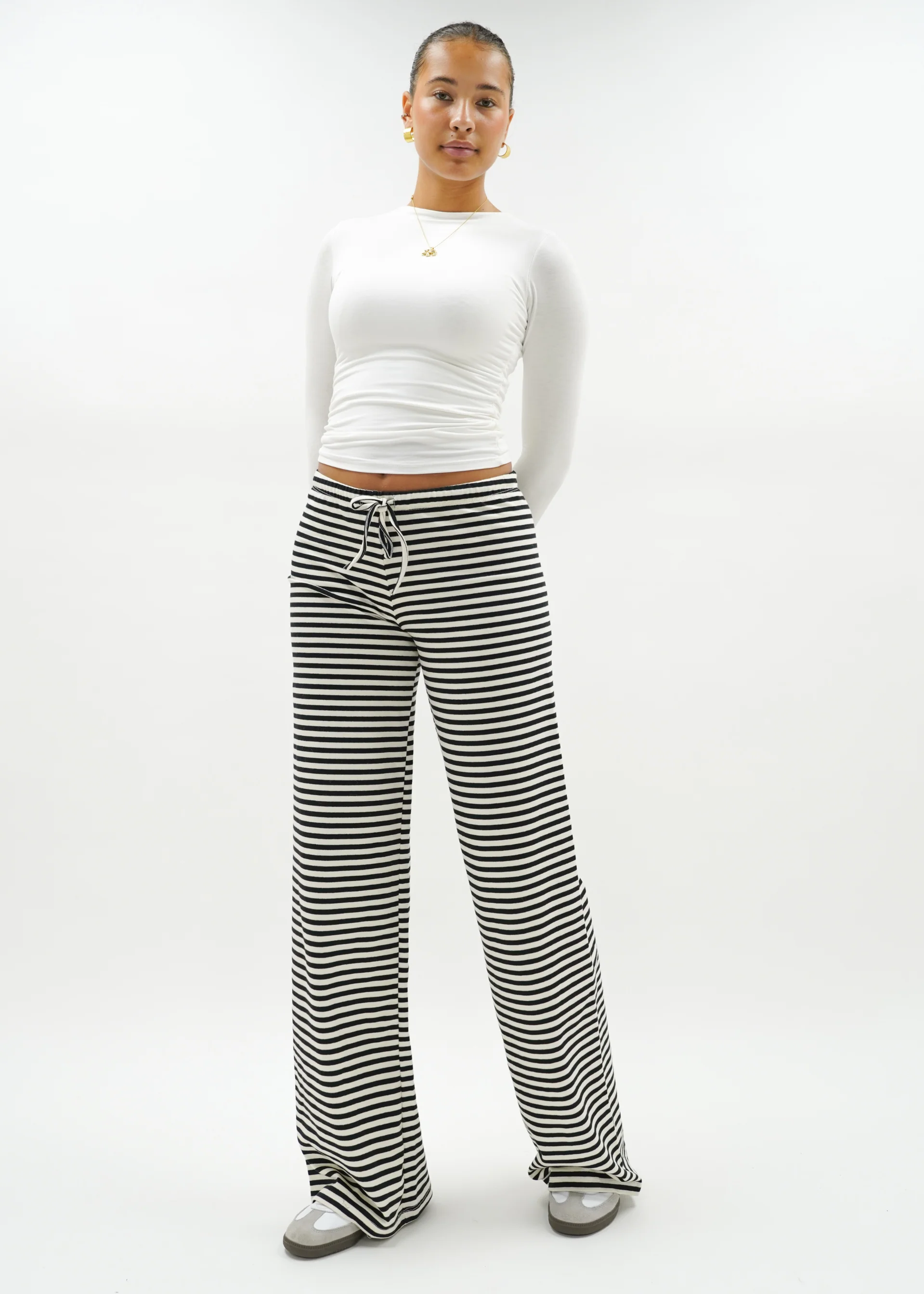 Soft striped pants crème/black (tall) - Image 13