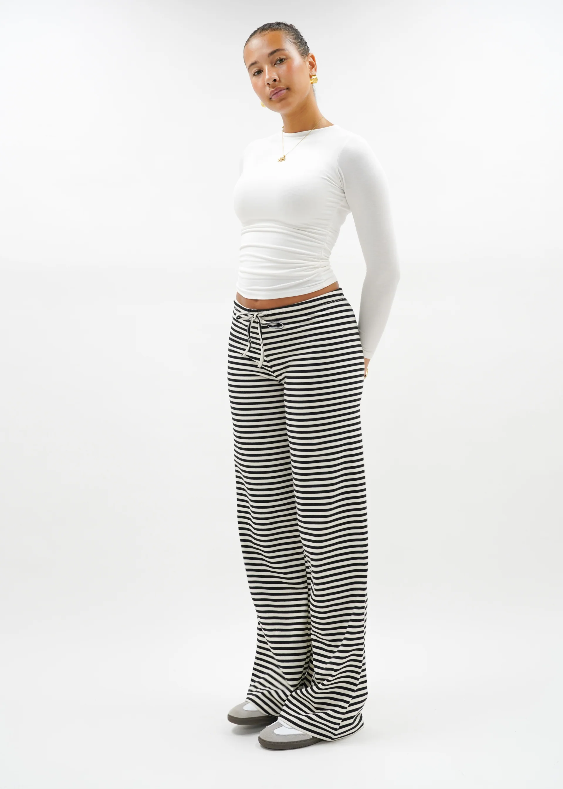 Soft striped pants crème/black (tall) - Image 7