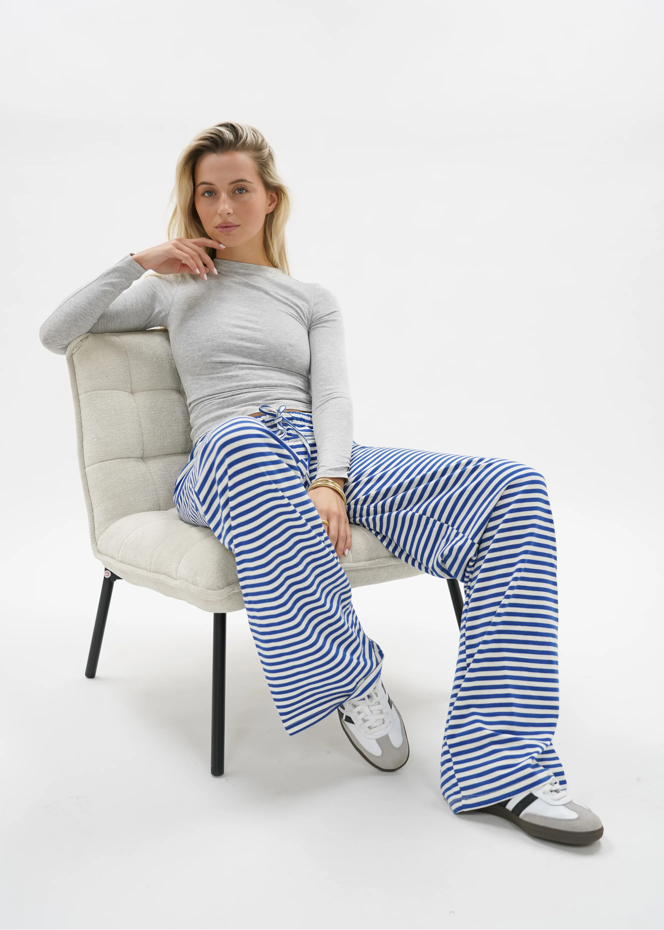Soft striped pants crème/blue (regular) - Image 12