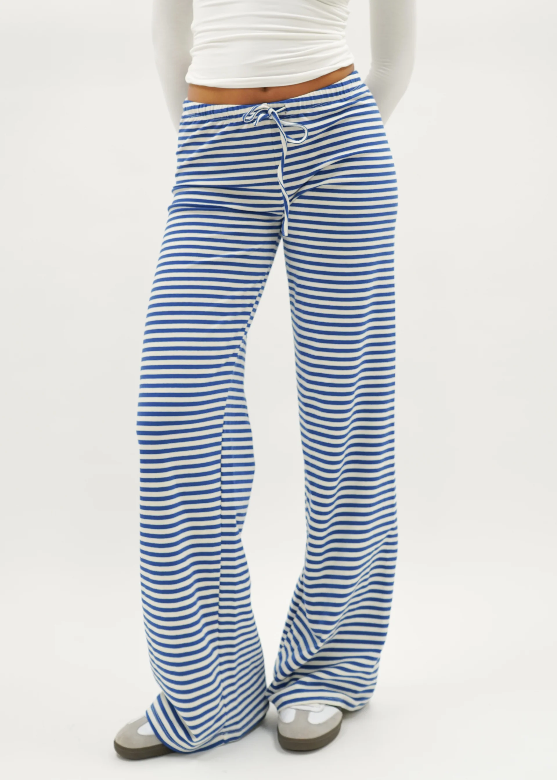 Soft striped pants crème/blue (tall) - Image 18