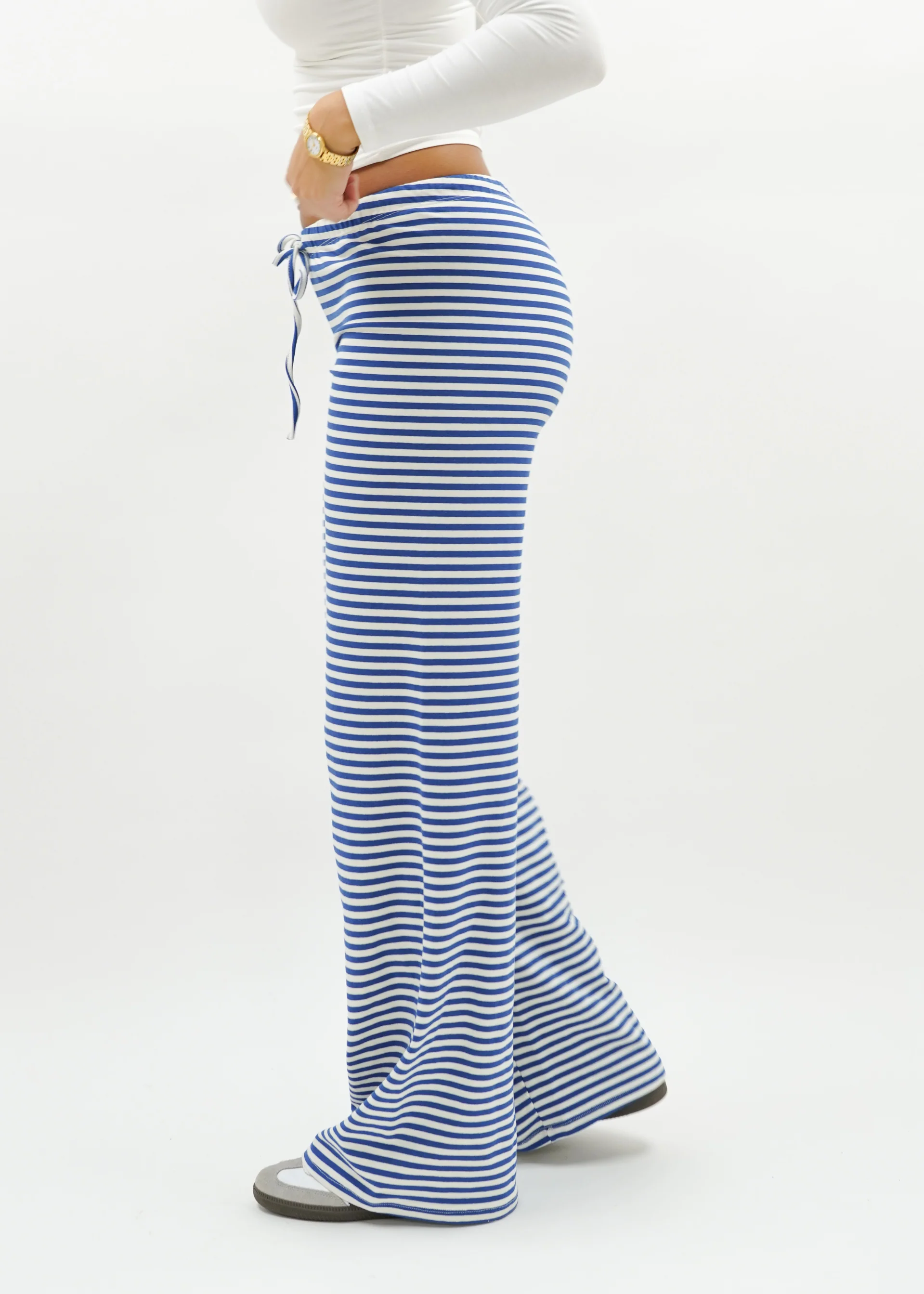 Soft striped pants crème/blue (tall) - Image 21