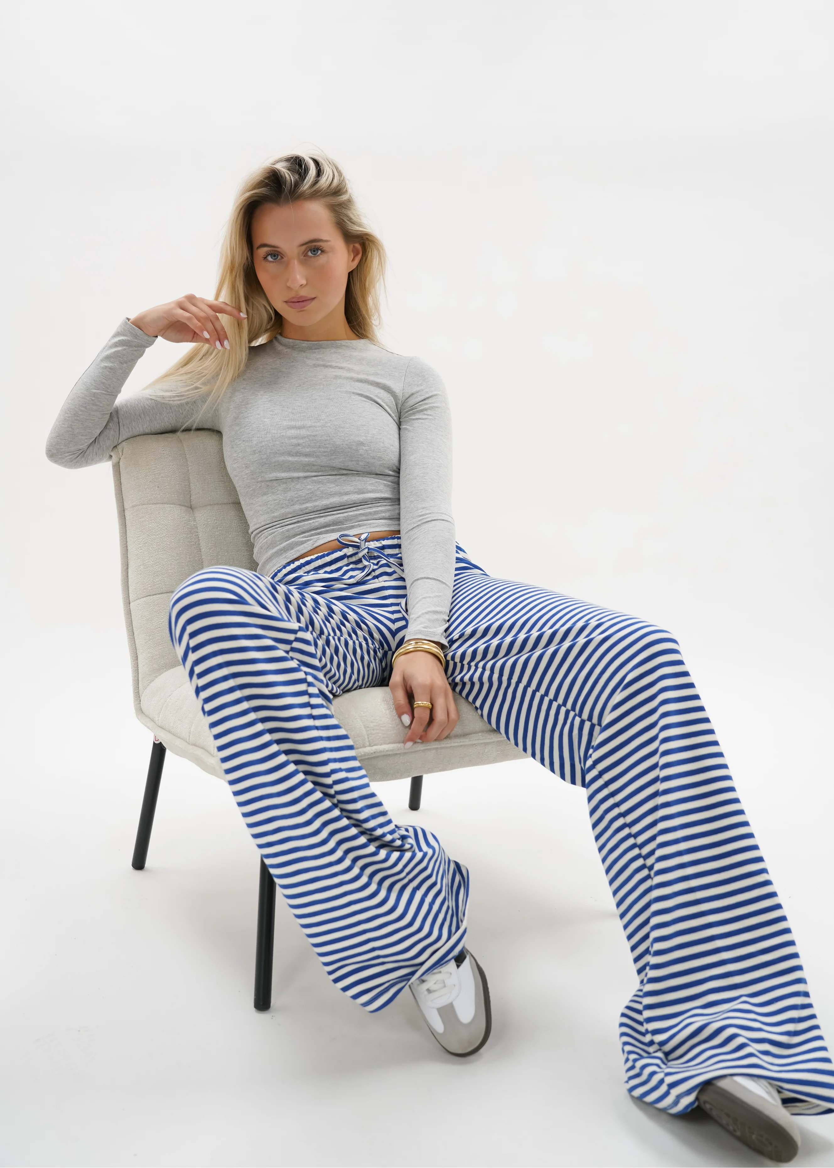 Soft striped pants crème/blue (regular) - Image 13