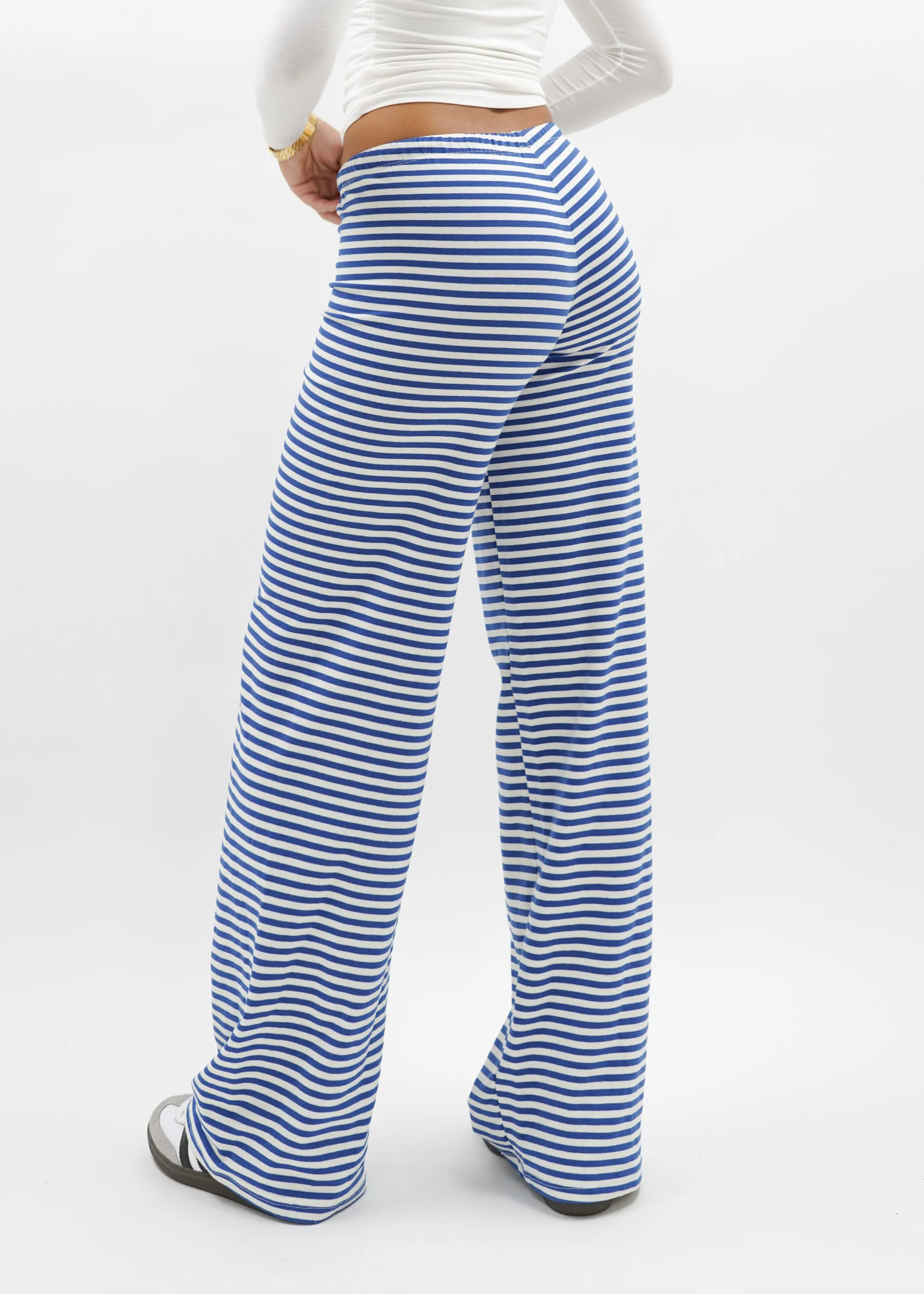 Soft striped pants crème/blue (tall) - Image 7