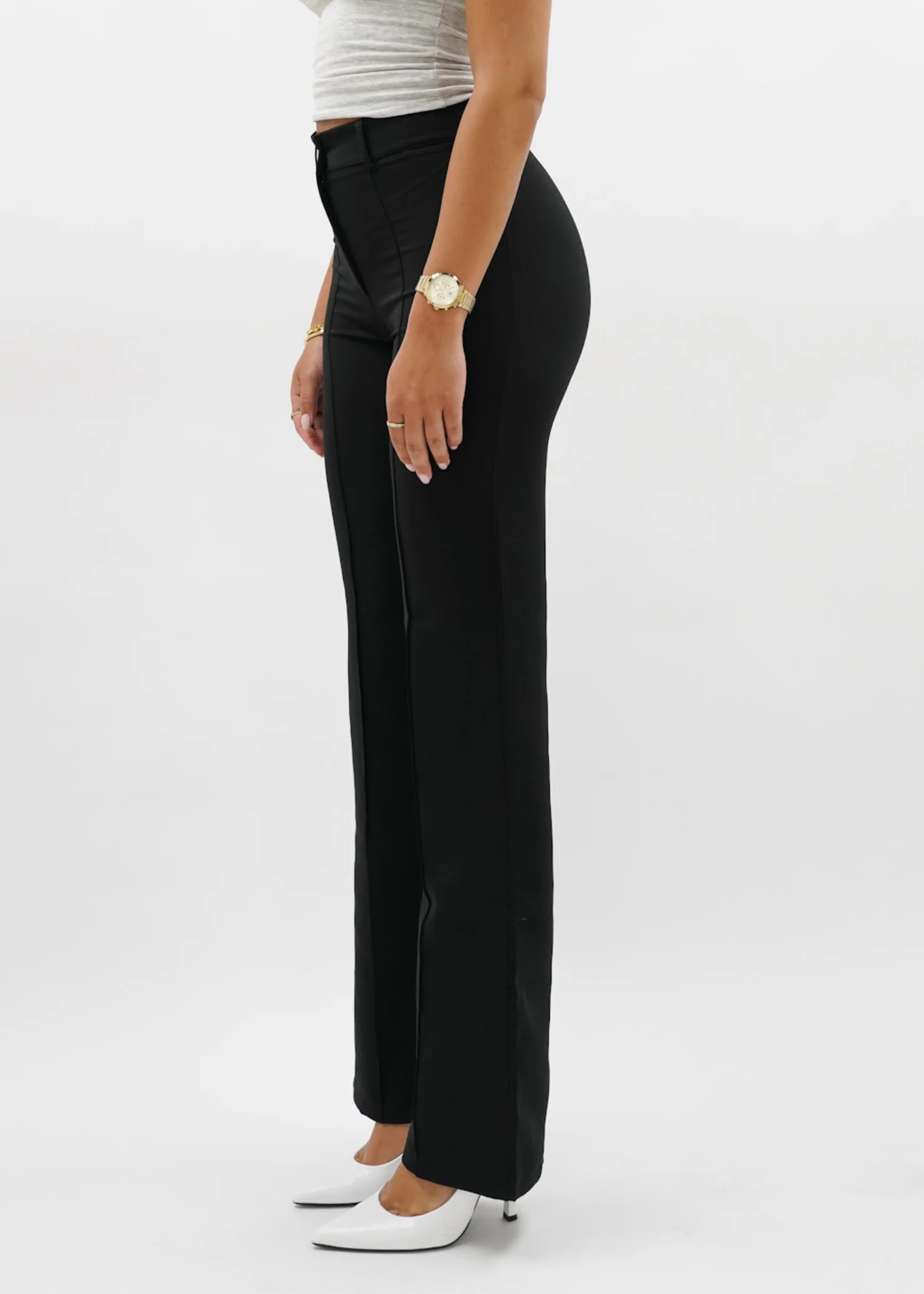 Straight leg pants met pressfold black (tall) - Image 11
