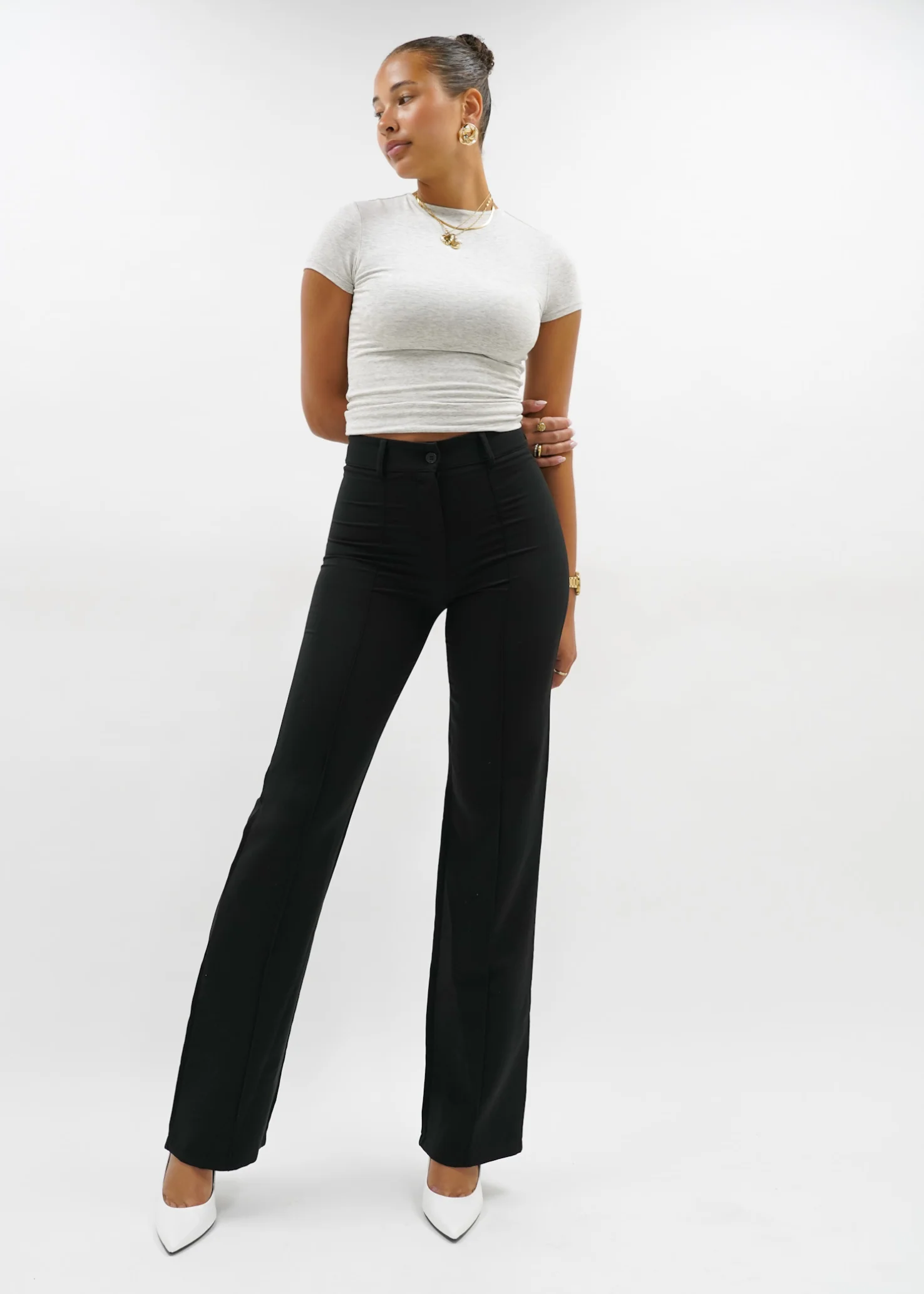 Straight leg pants met pressfold black (tall) - Image 9
