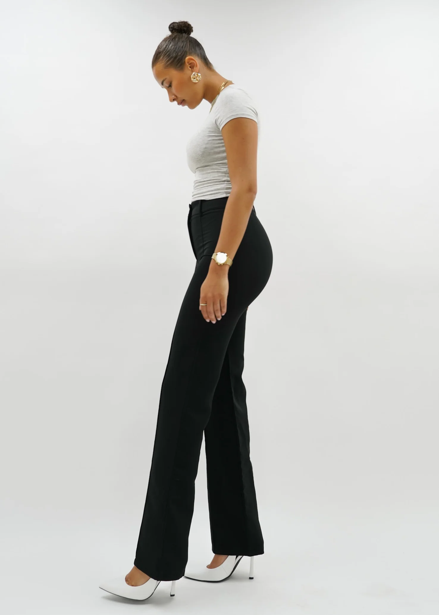 Straight leg pants met pressfold black (tall) - Image 3