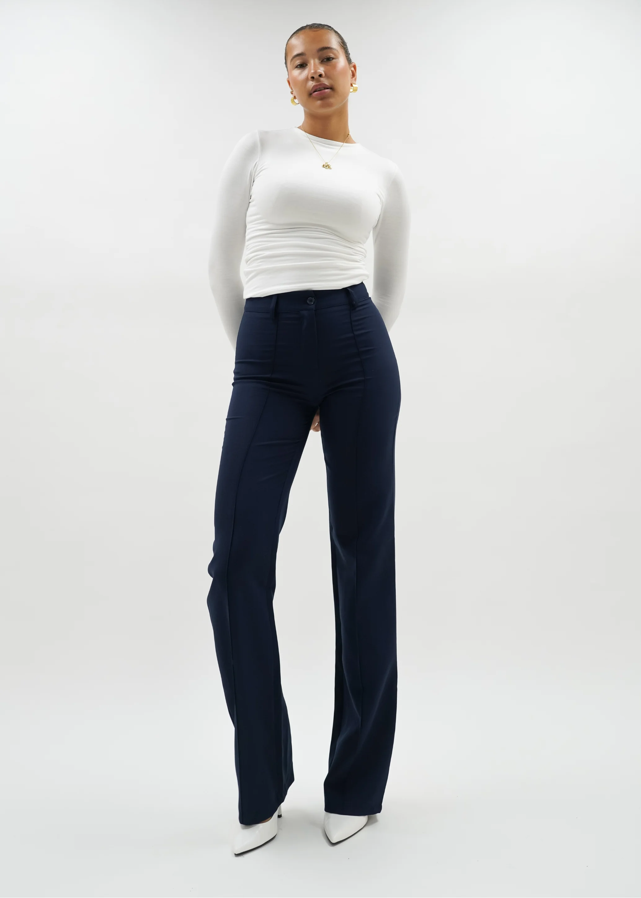 Straight leg pants met pressfold night blue (tall) - Image 11