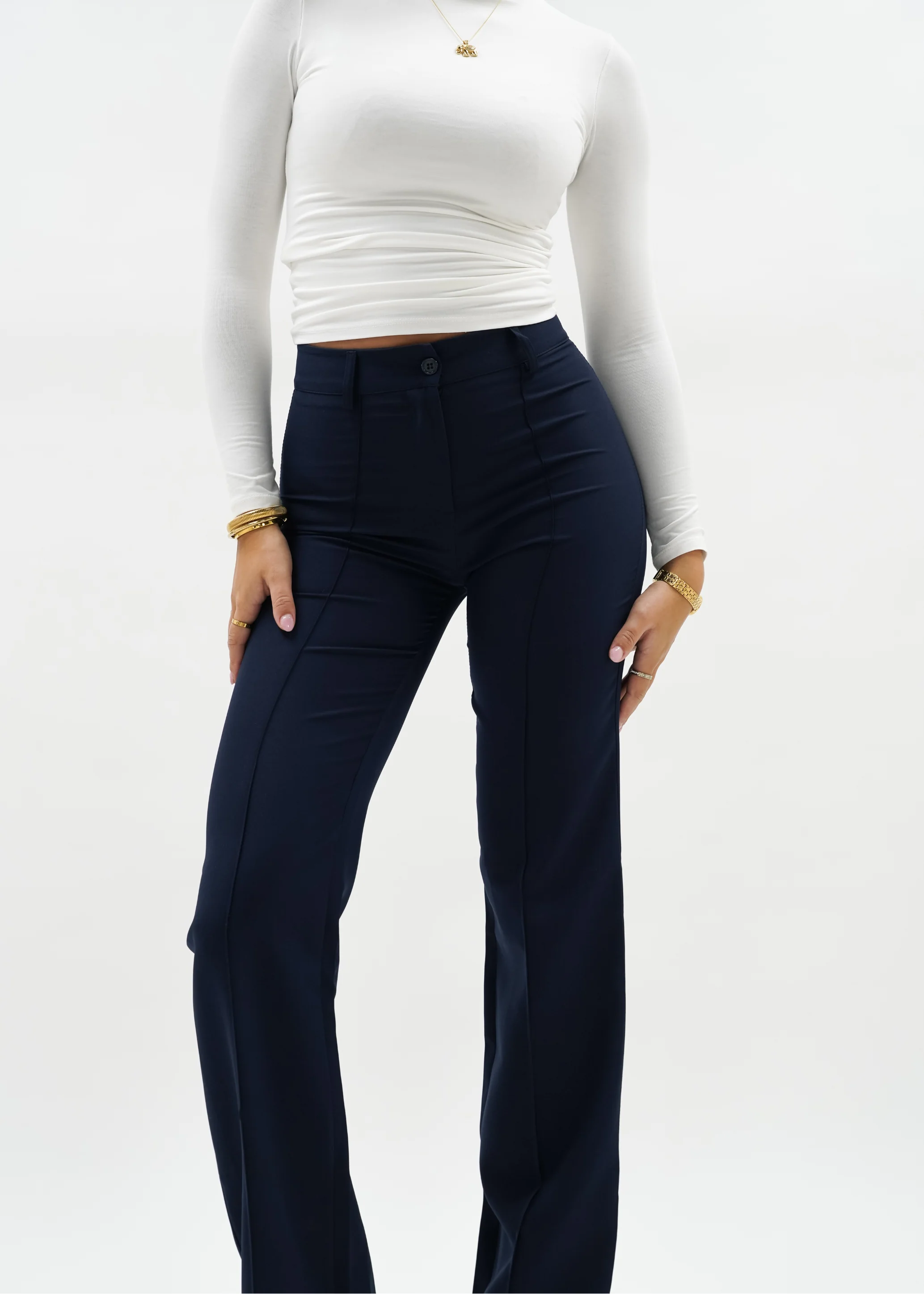 Straight leg pants met pressfold night blue (tall) - Image 7