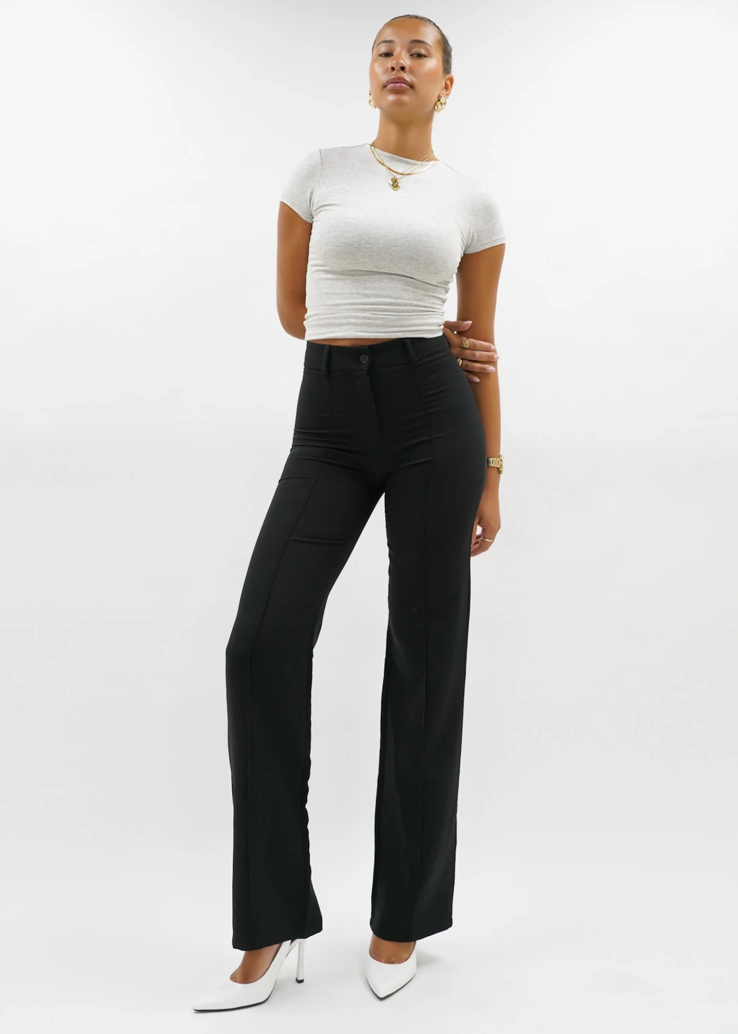 Straight leg pants met pressfold black (tall) - Image 10