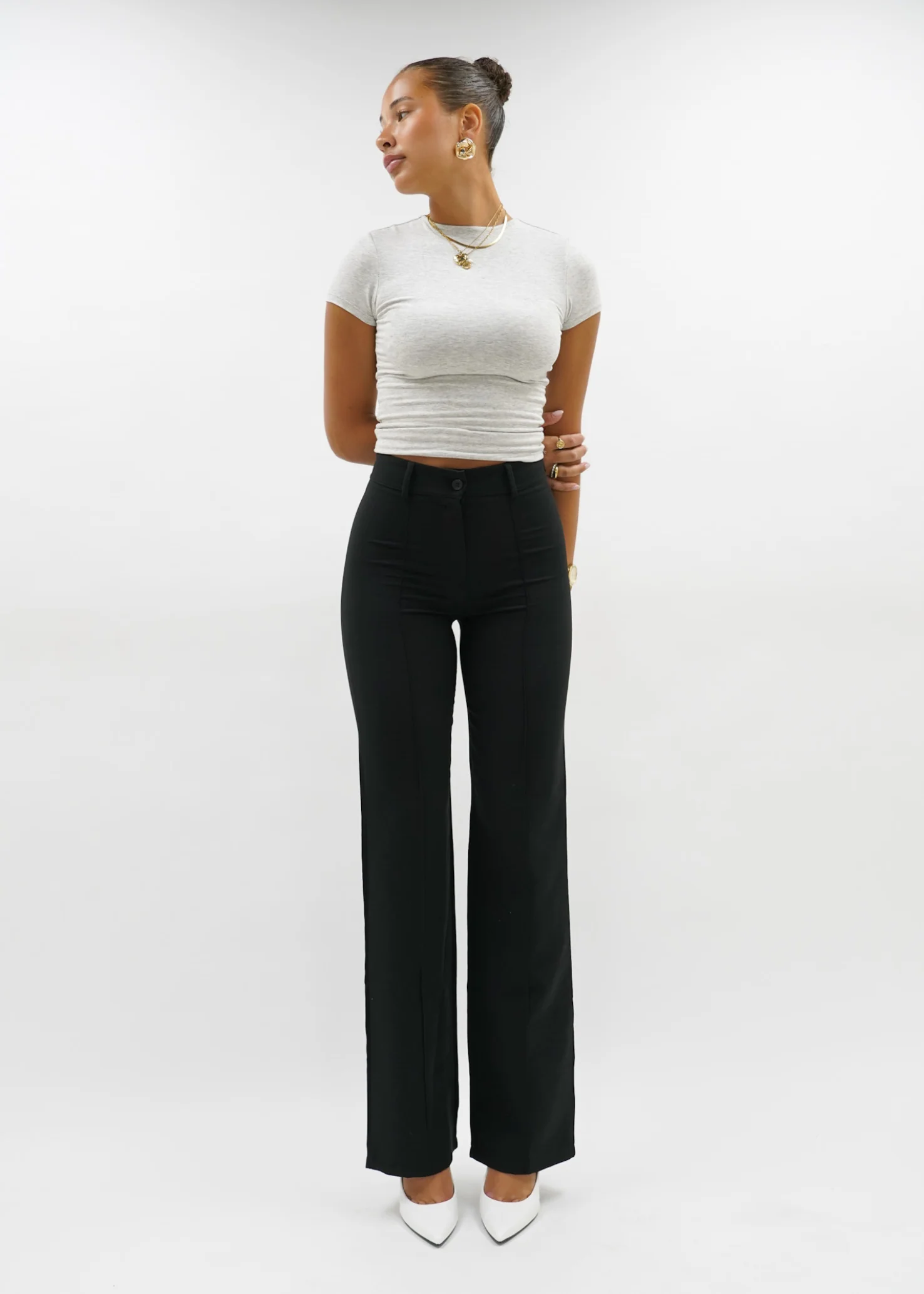 Straight leg pants met pressfold black (tall) - Image 8