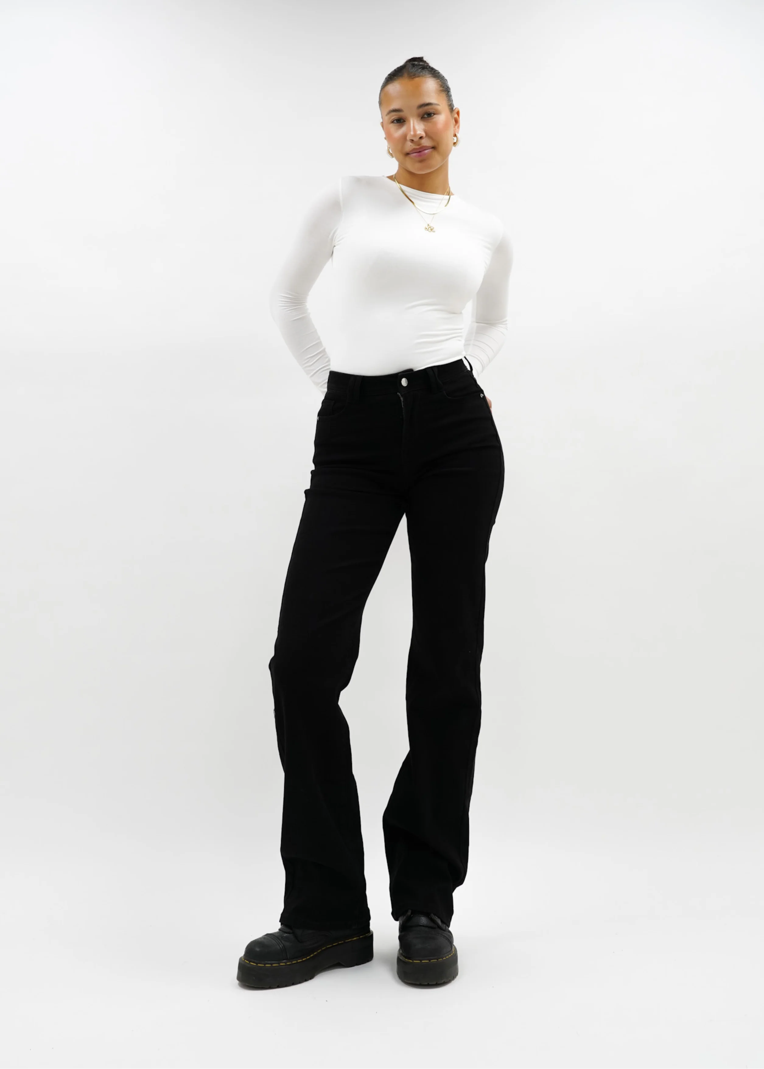 Stretch high waist straight leg jeans black (tall) - Image 10