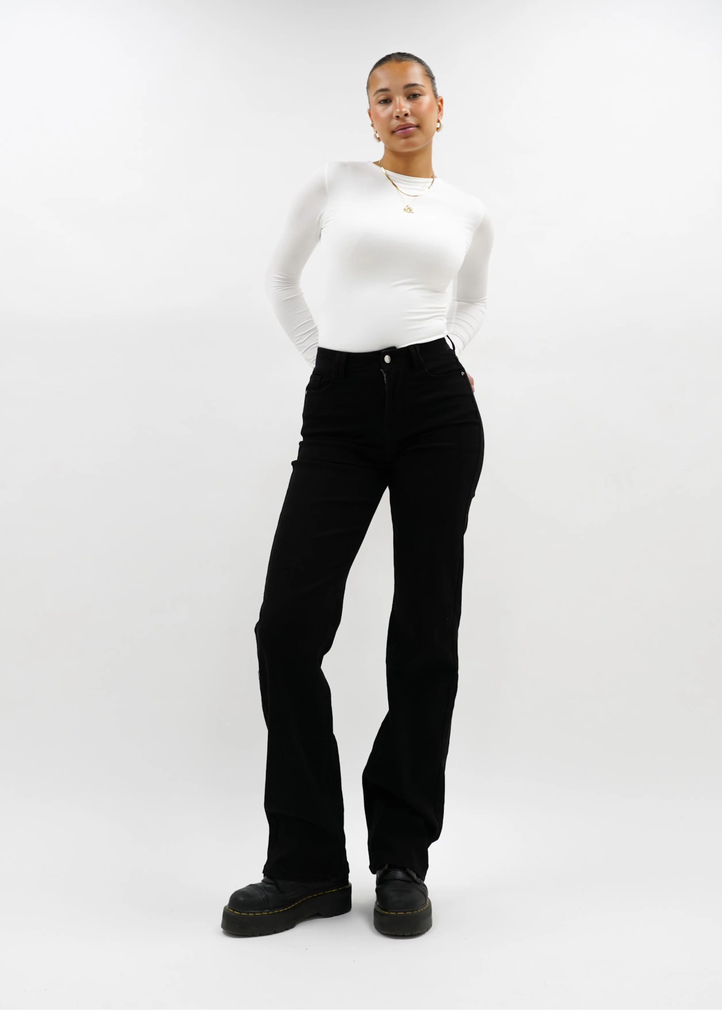 Stretch high waist straight leg jeans black (tall) - Image 11