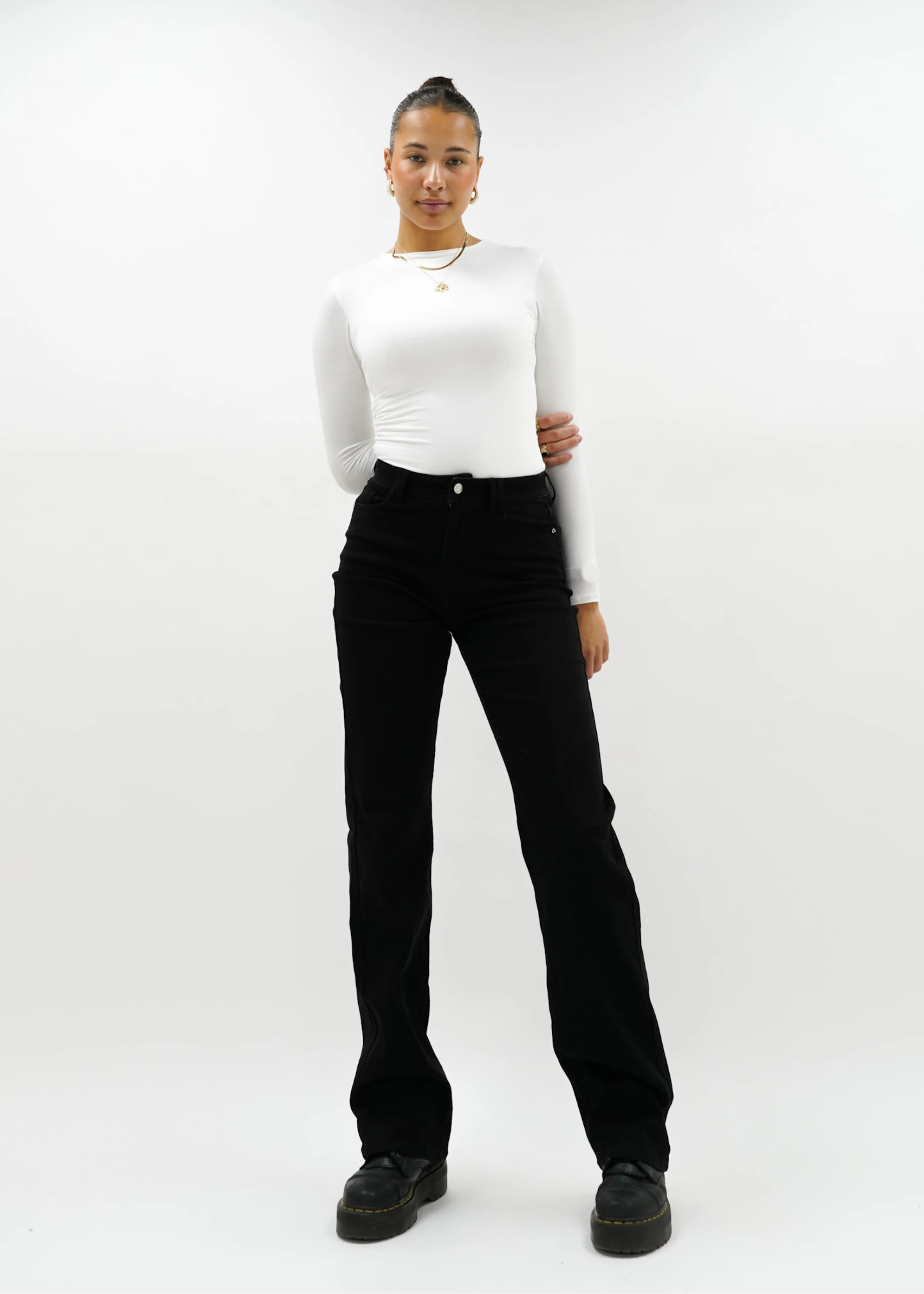 Stretch high waist straight leg jeans black (tall) - Image 12
