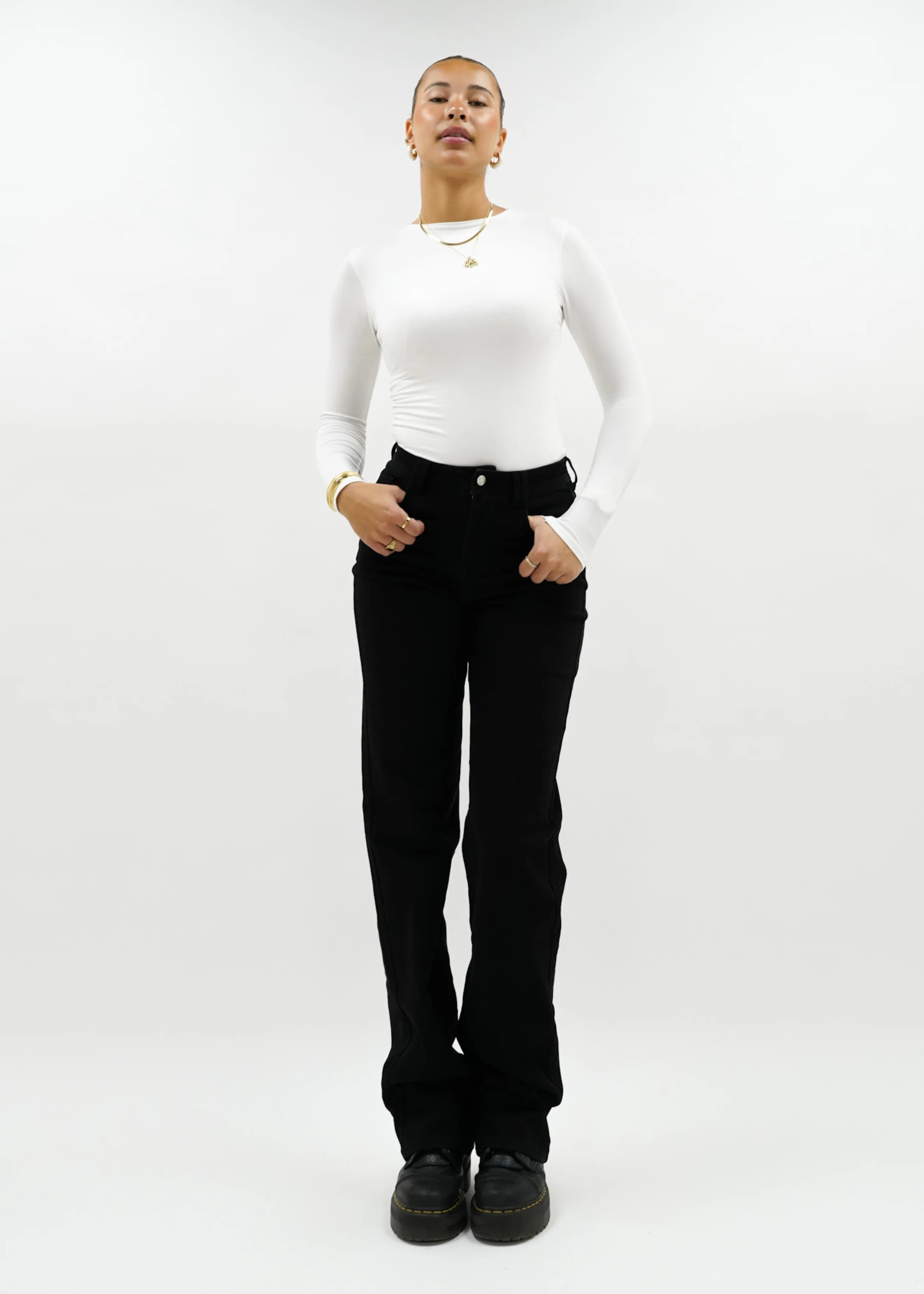 Stretch high waist straight leg jeans black (tall) - Image 4