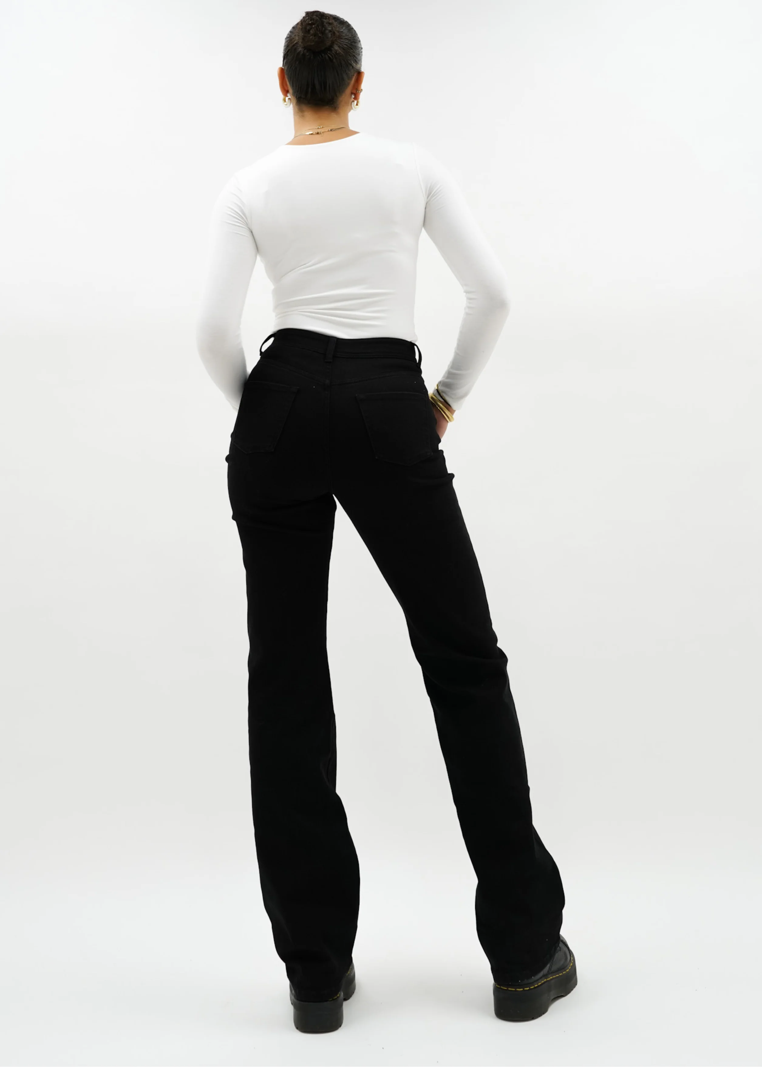 Stretch high waist straight leg jeans black (tall) - Image 6
