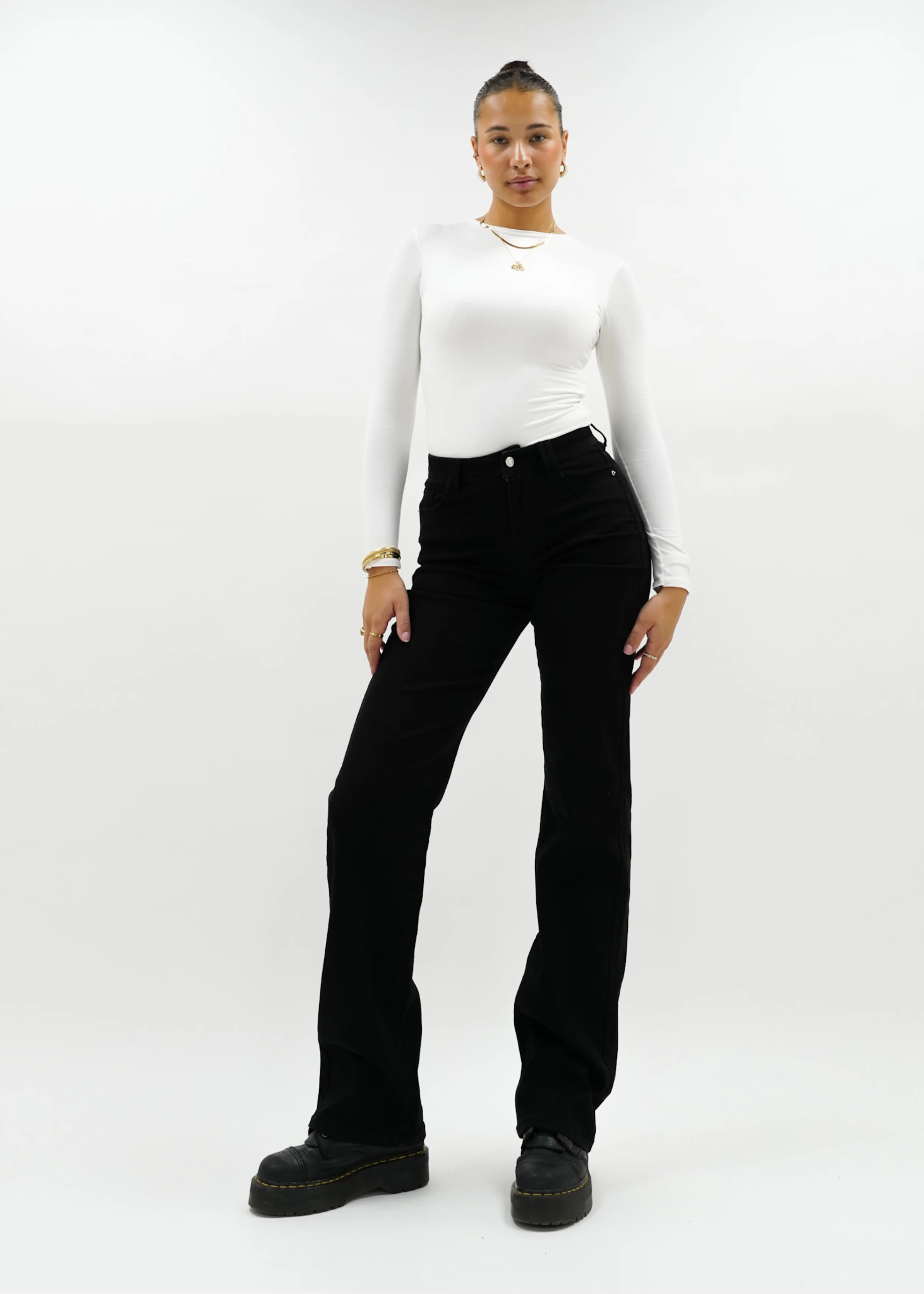 Stretch high waist straight leg jeans black (tall) - Image 9