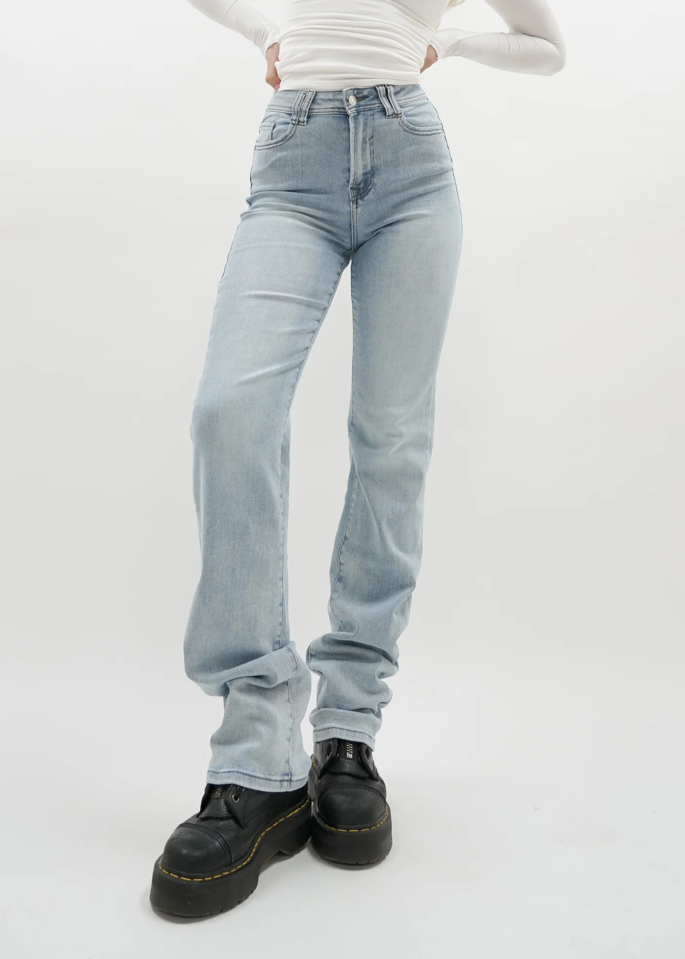 Stretch high waist straight leg jeans light blue (tall) - Image 11