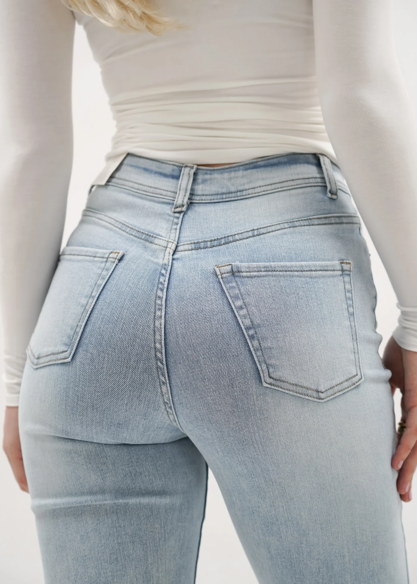 Stretch high waist straight leg jeans light blue (tall) - Image 8