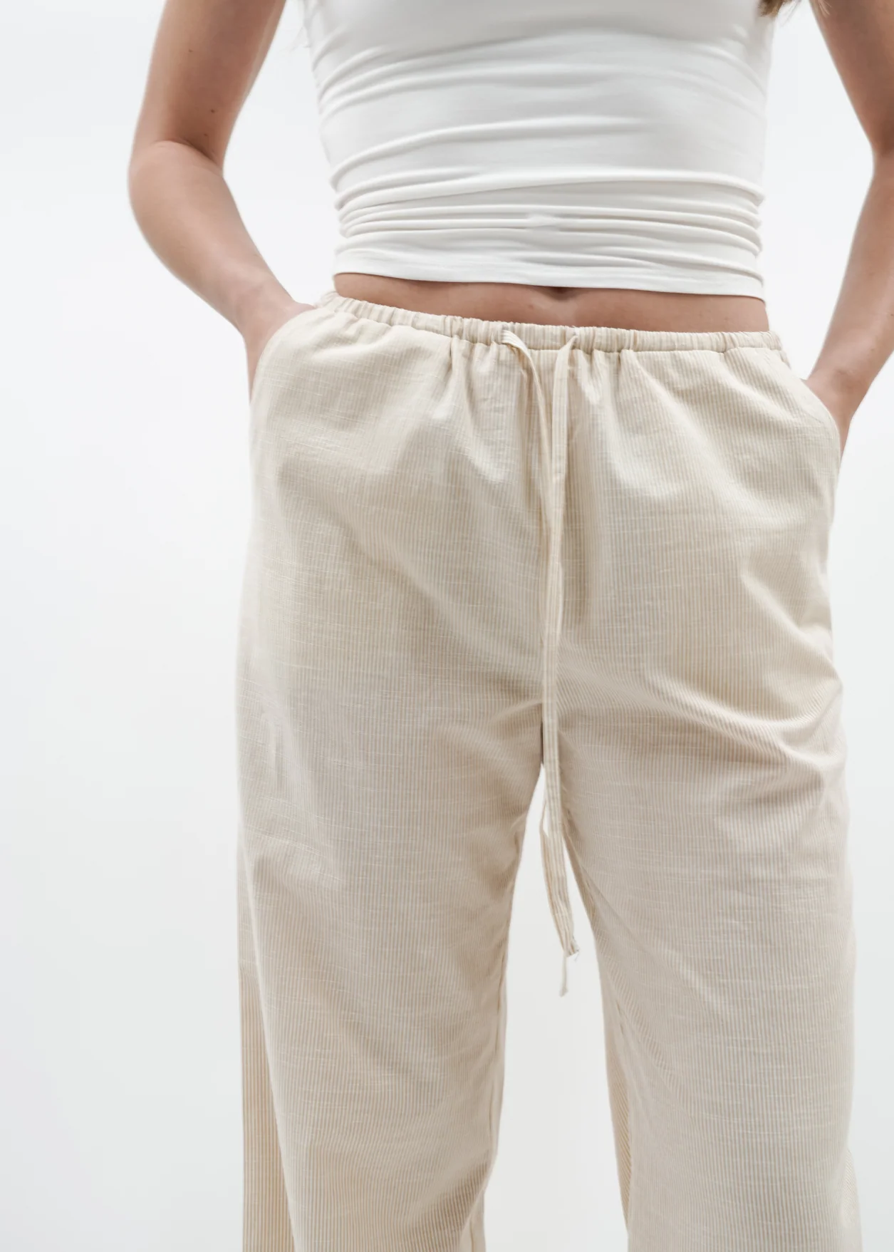 Striped pants (tall) crème - Image 3