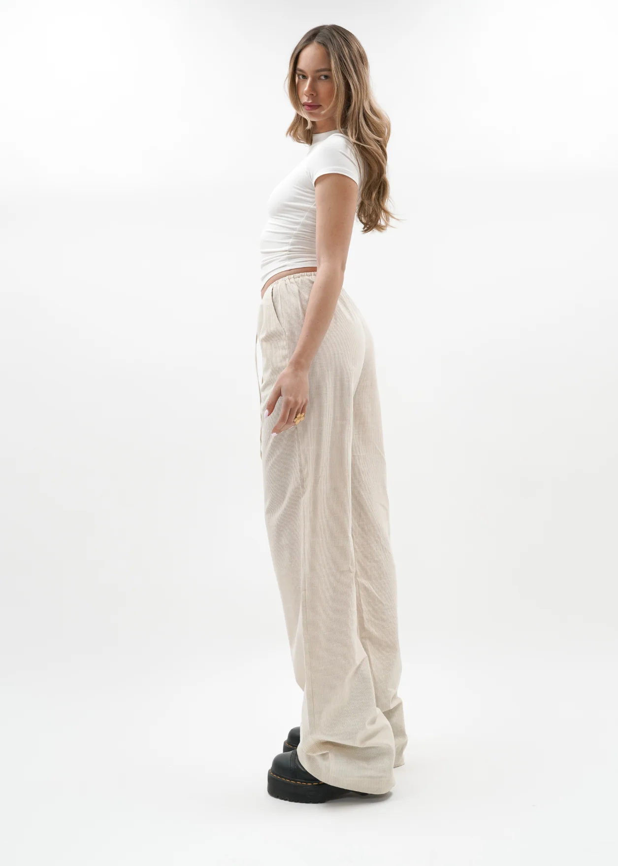 Striped pants (tall) crème - Image 6