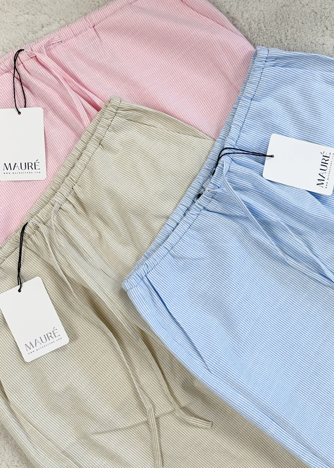 Striped pants (tall) crème - Image 4